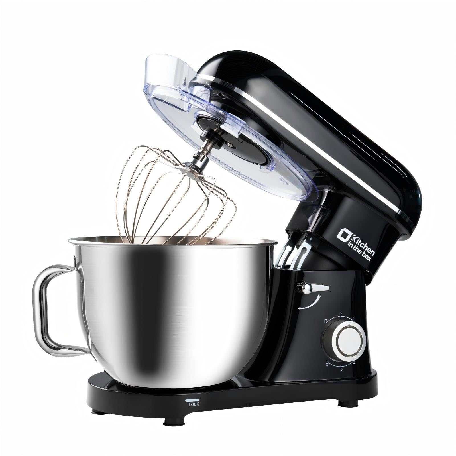 900W 8.5QT Stand Mixer - 6-Speed Electric Kitchen Mixer with Dough Hook, Flat Beater & Egg Whisk - Large Capacity Food Mixer for Baking, Cooking & Meal Prep - Perfect for Home Bakers & Professional Chefs (Black)