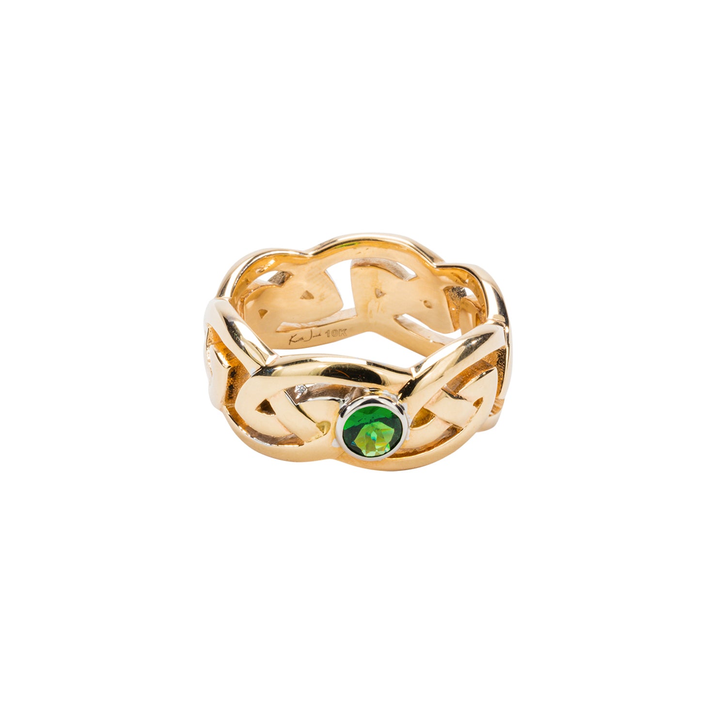 10K Yellow and White Gold Tsavorite 'Gowan' Ring for Women - Elegant Green Gemstone Jewelry for Engagement, Wedding, Anniversary & Special Occasions