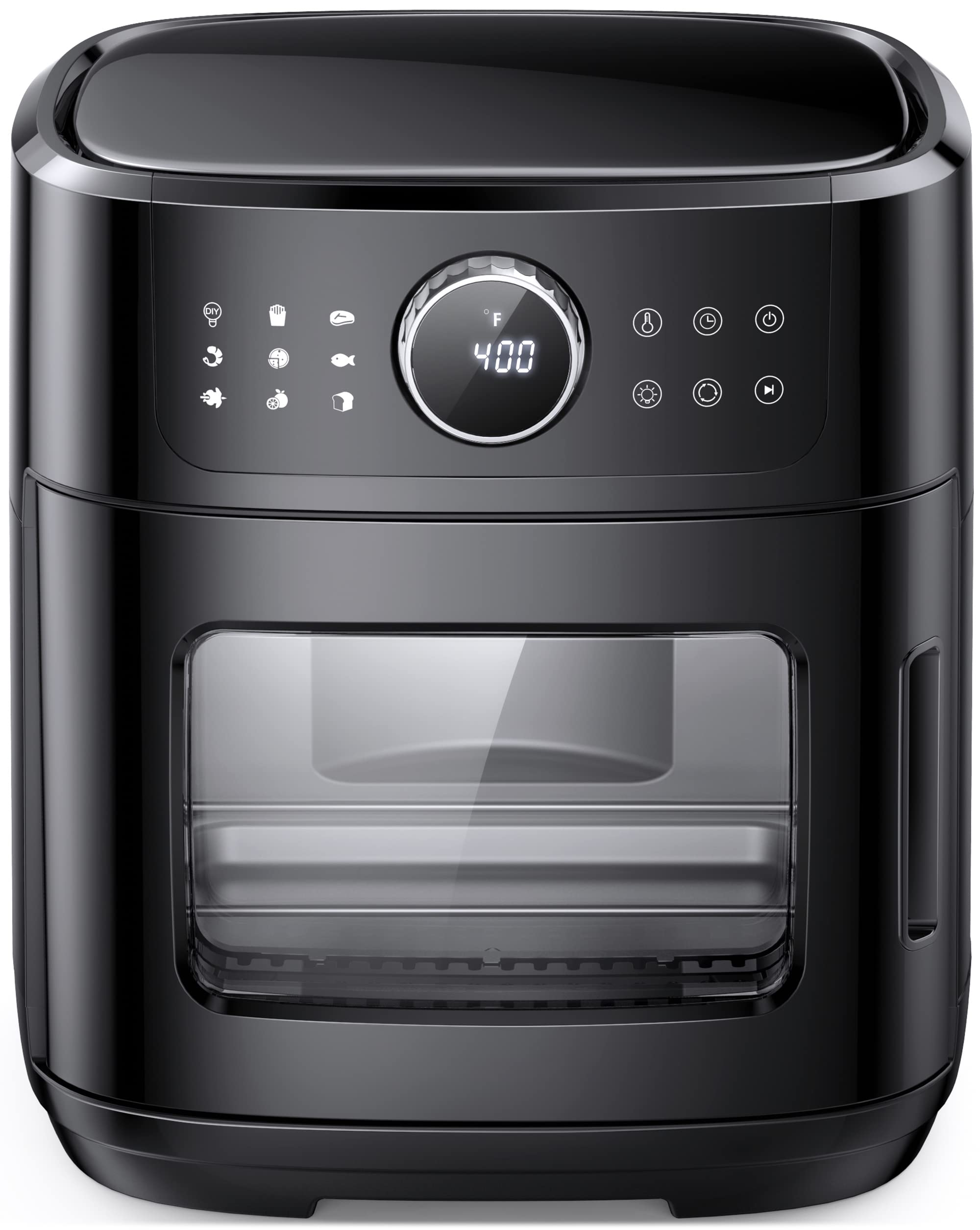 13 Quart Digital Air Fryer Toaster Oven Combo with Dehydrator - 1700W Countertop Convection Oven with Toast, Bake, Roast, Rotisserie & Pizza Functions - Includes 6 Accessories & 50 Recipes (Black) - Perfect for Healthy Cooking, Meal Prep & Family Dinners