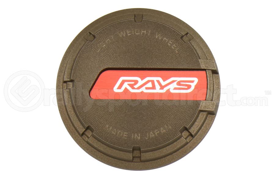 Rays Gram Lights Center Cap for 57CR & 57DR Wheels - Bronze Wheel Center Cap with Red Logo | Premium Hub Cap for JDM & Performance Cars | Perfect for Car Enthusiasts & Auto Show Display