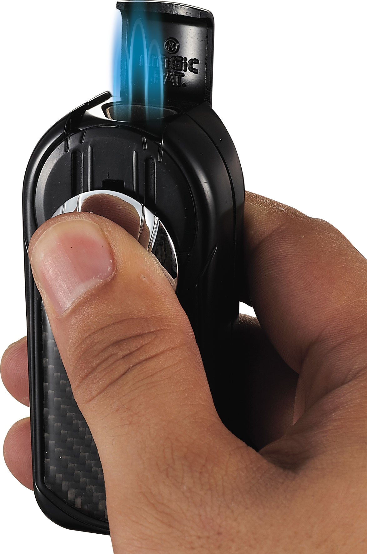 Premium Dobrev 3 Triple Torch Cigar Lighter - Windproof Butane Lighter with Carbon Fiber Design (Black) - Perfect for Cigar Enthusiasts, Outdoor Smoking & Gifts