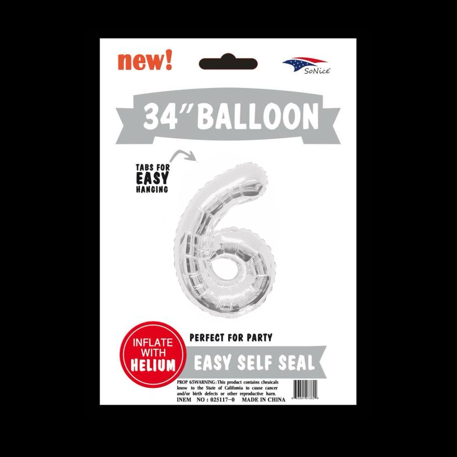 34 Inch Silver Foil Number 6 Balloon for Birthday Party Decorations | Bulk Pack
