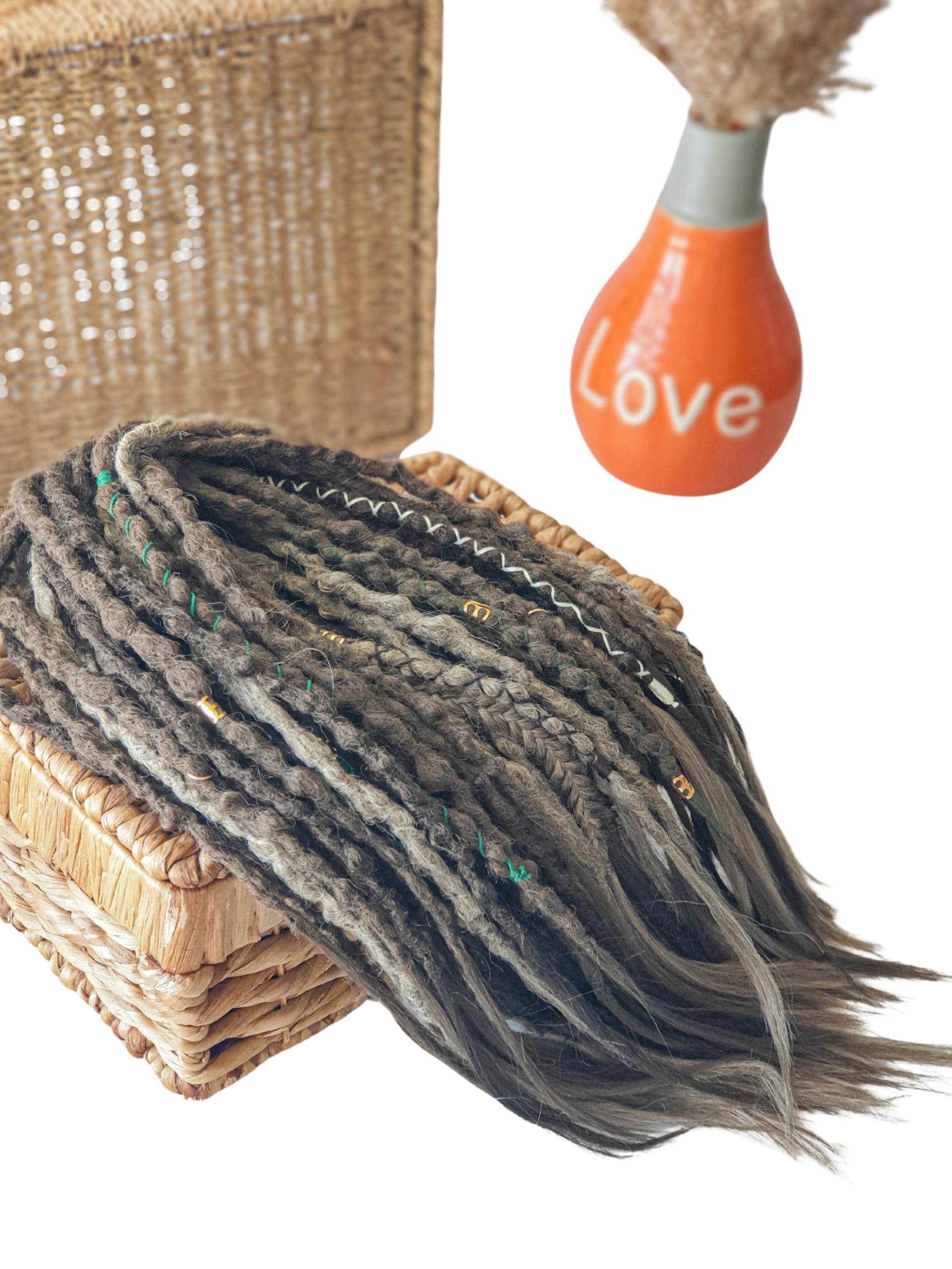 50-Piece Brown Boho Textured Dreadlock Extensions Set - 24 Inch Double Ended Synthetic Locs for Women | Perfect for Festival Hairstyles, Cosplay & Protective Styling