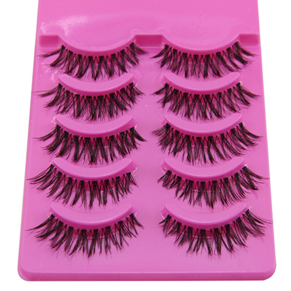 Bluelans 5 Pairs Messy Cross Fake Eyelashes - Natural Looking False Eyelash Extensions for Dramatic Eye Makeup | Perfect for Parties, Weddings & Special Occasions