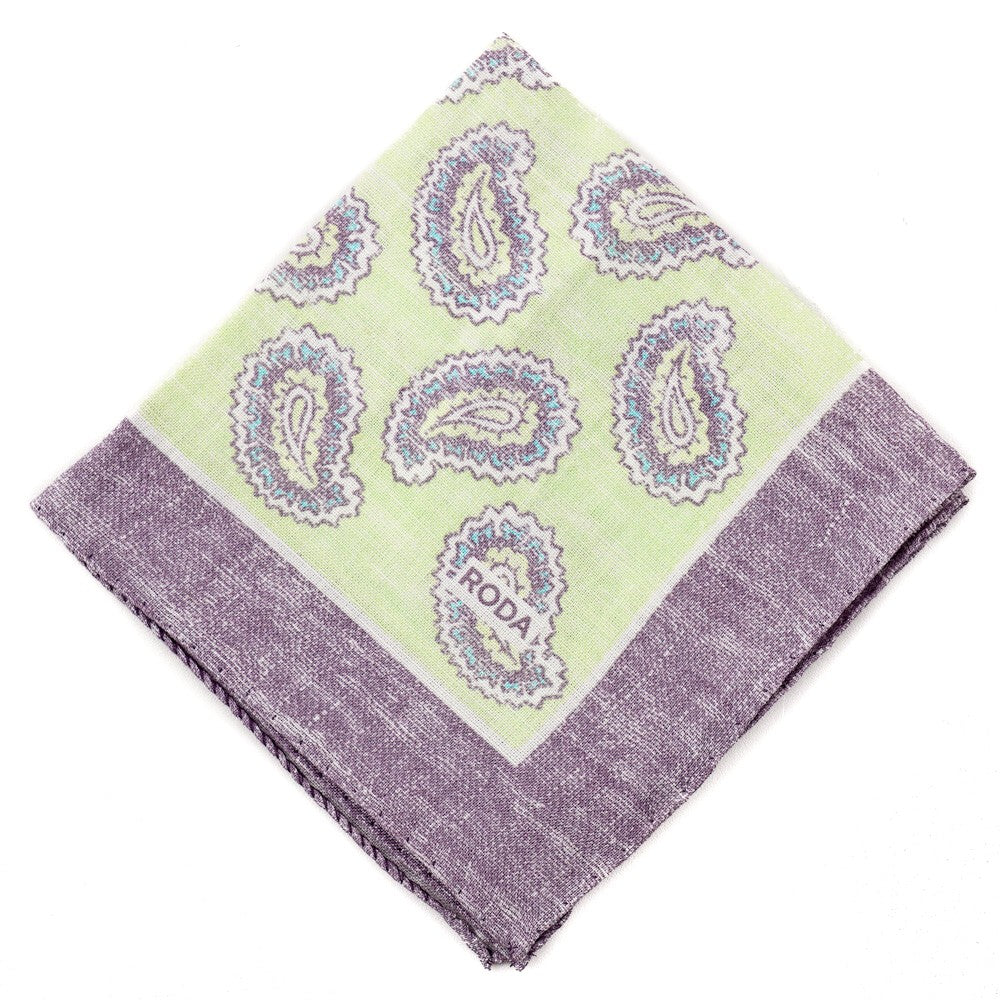 Elegant Roda Paisley Print Linen Pocket Square for Men - Stylish Handkerchief for Weddings, Business & Formal Occasions