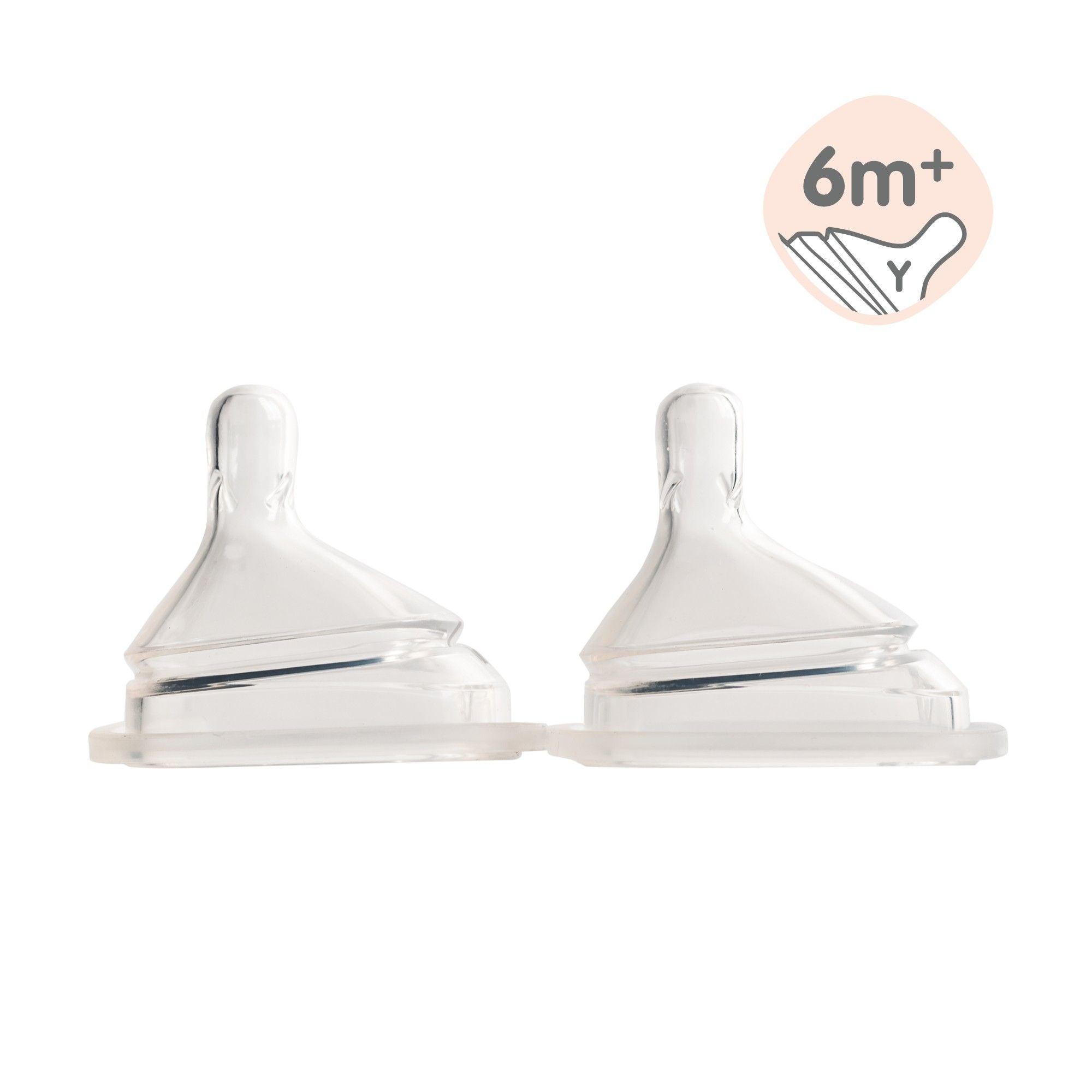 Hegen Nipple Thick Feed for Thickened Liquids - 2 Pack | Slow Flow Baby Bottle Nipples for Easier Feeding | Ideal for Infants with Reflux or Swallowing Difficulties
