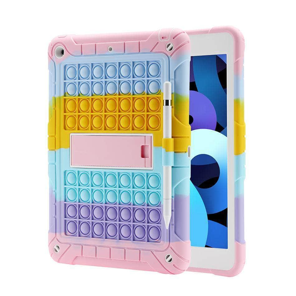 Rainbow Bubble Silicone Case for iPad 7th & 8th Generation - Anti Anxiety Stress Relief Squeeze Toy - Perfect for Office, School & Travel Relaxation