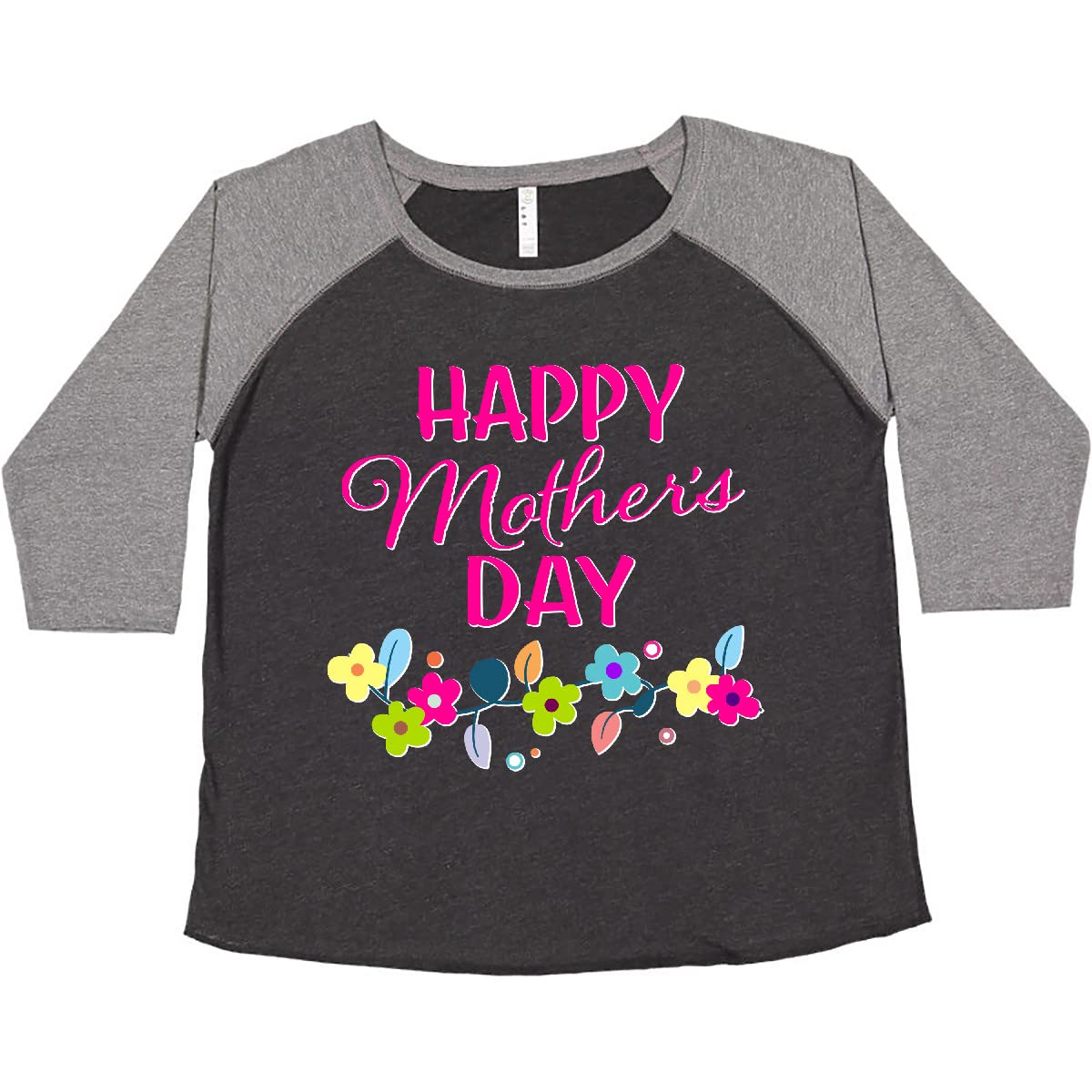 Inktastic Happy Mother's Day Floral Design Women's Plus Size T-Shirt - Comfortable Casual Wear for Mom, Gift for Mother's Day, Birthday & Family Gatherings