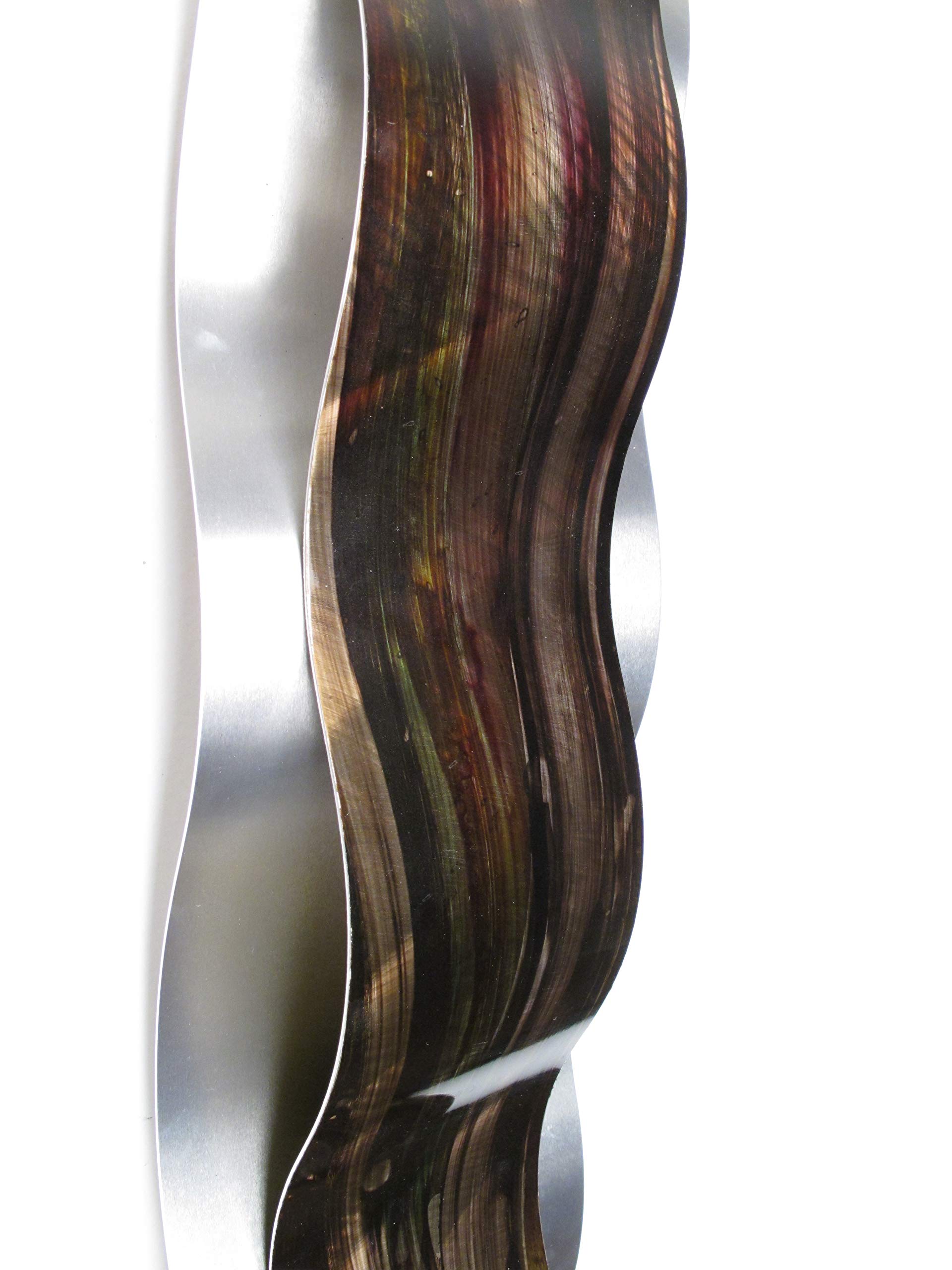 Modern Abstract Metal Wall Art Sculpture - Dark Brown Rhythmic Curves for Home & Office Decor | Elegant Contemporary Painting for Living Room, Bedroom & Dining Area