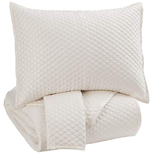 BOWERY HILL 3-Piece Mini Diamond Queen Quilt Set in Ivory - Luxury Bedding for Master Bedroom, Guest Room & Dorm Decor