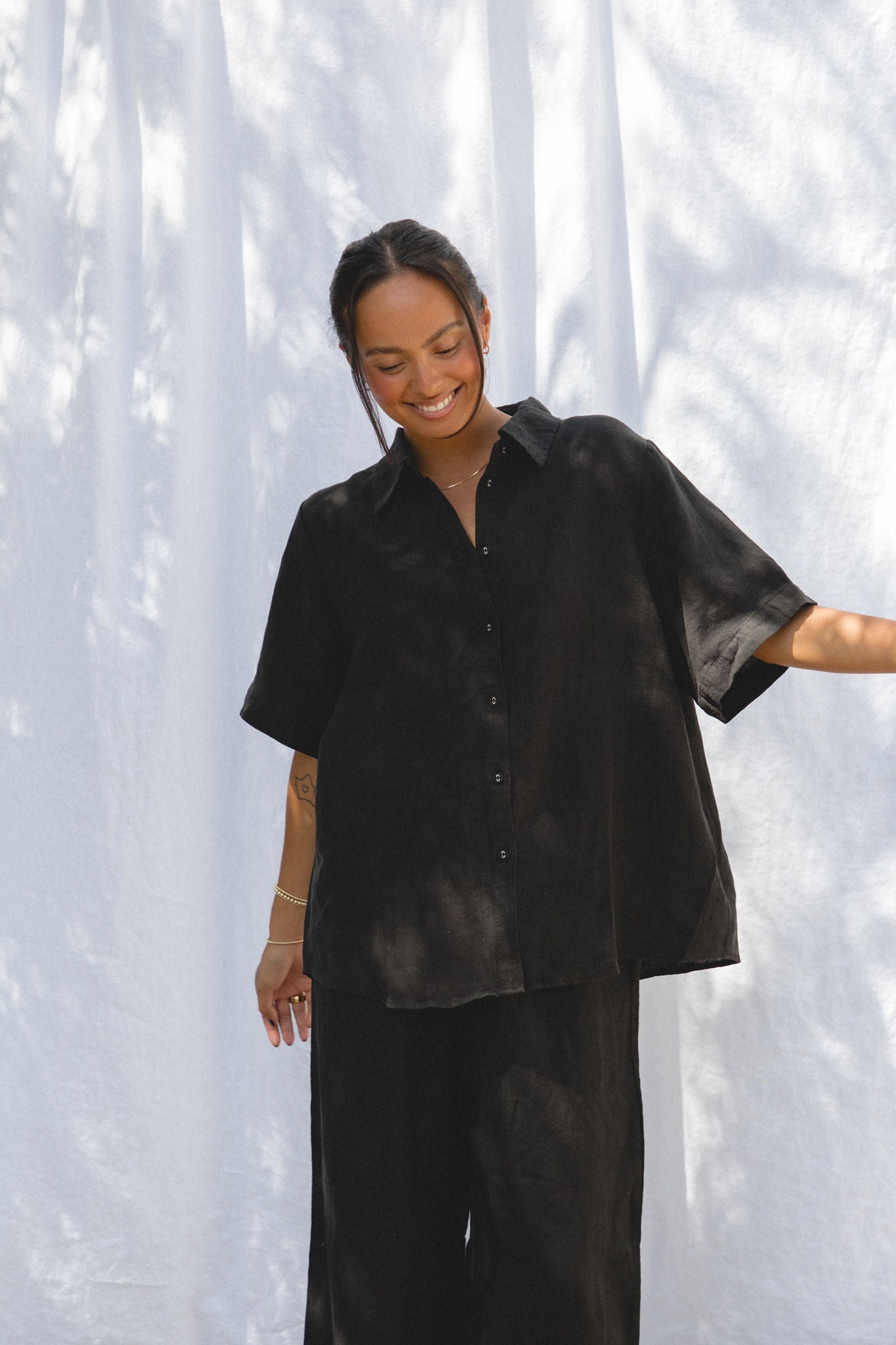 Women's Capri Linen Short Sleeve Button Down Shirt | Breathable Summer Blouse | Perfect for Beach Vacations & Casual Outings
