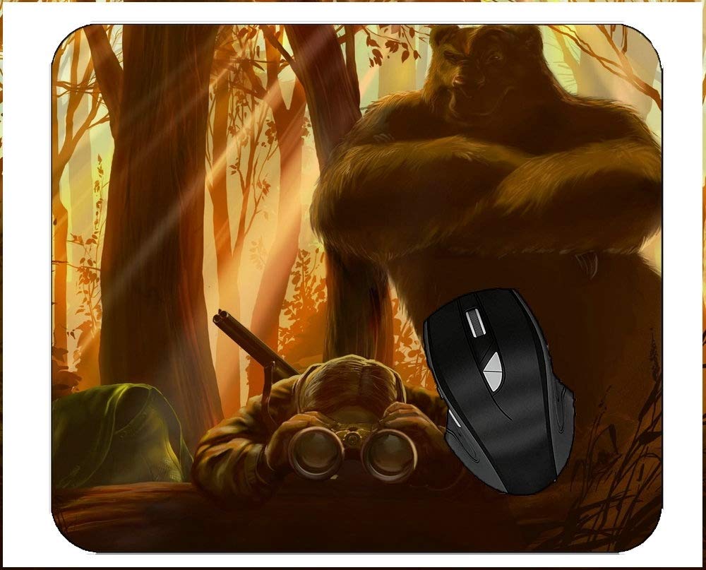Premium Large Gaming Mouse Pad with Non-Slip Base - Hunter Bear Design for PC, Laptop, Office & Home Use - Perfect for Gamers, Graphic Designers & Computer Workstations