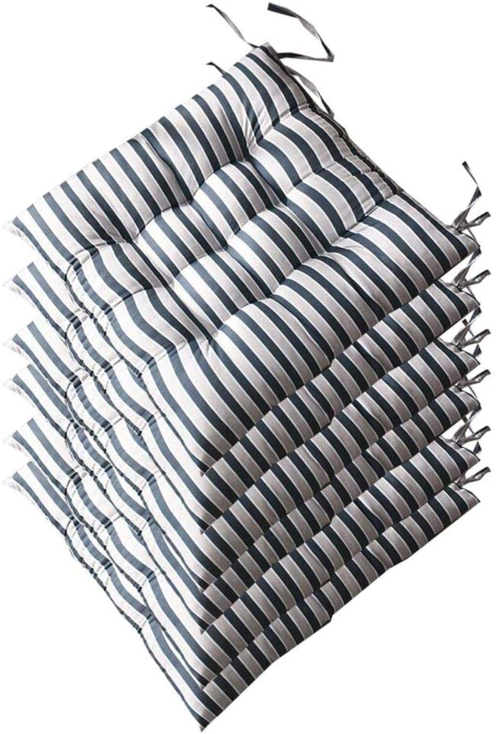 Premium Set of 6 Square Dining Chair Cushions - 16x16 Inch Durable Fabric Seat Cushions with Ties - Water-Resistant Blue Outdoor Furniture Cushions for Patio, Deck, and Garden Chairs