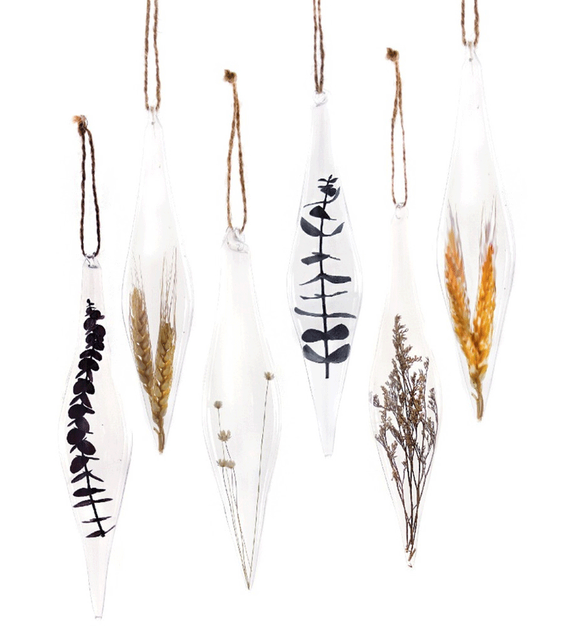 Handmade Botanical Glass Spindle Ornament by Cody Foster - Perfect for Christmas Tree Decor, Home Accents & Gift Giving