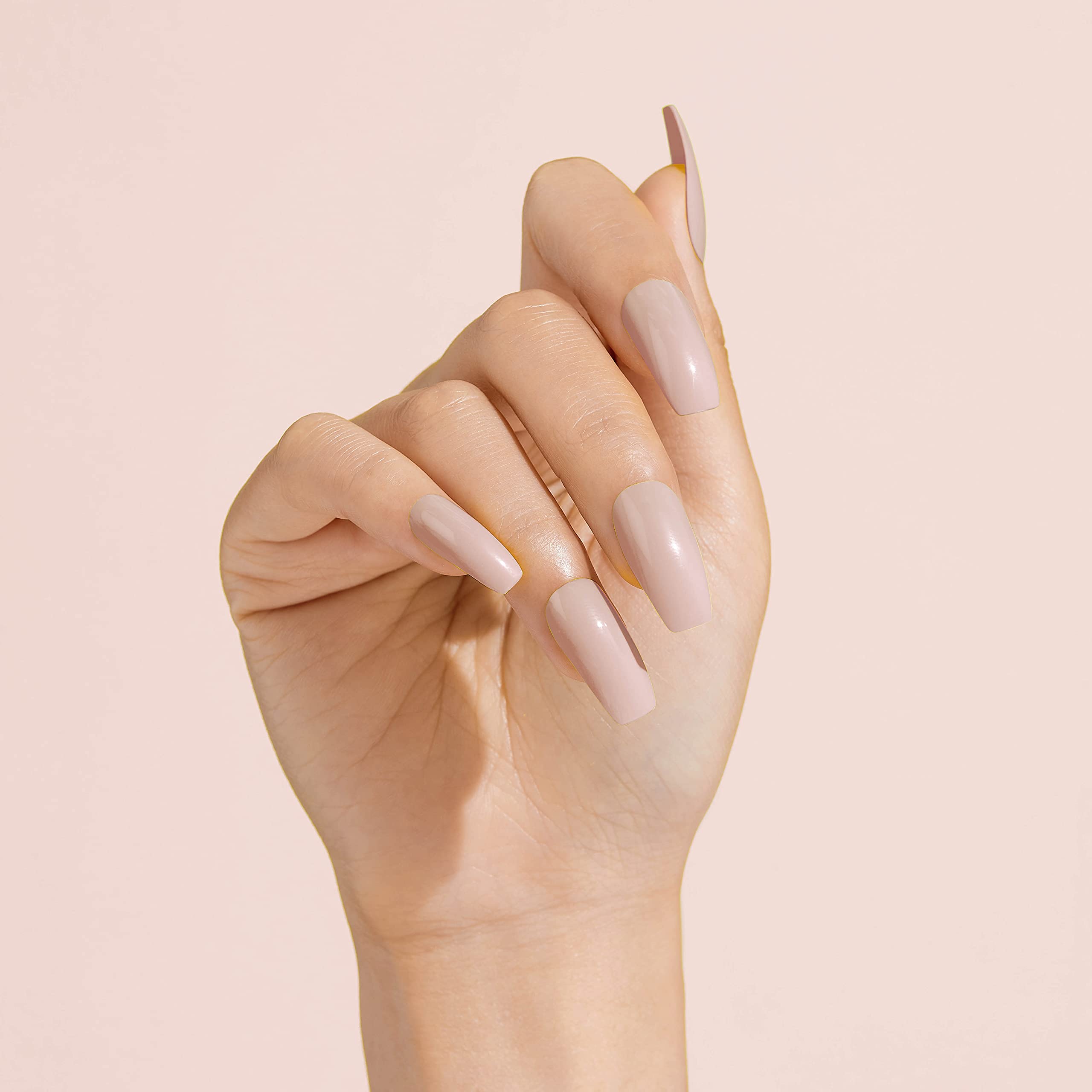 Gold Finger Gel Glam Color Nail - Full Cover False Nails with Glue - Long Fake Nails for Women - Perfect for Parties, Weddings & Special Occasions