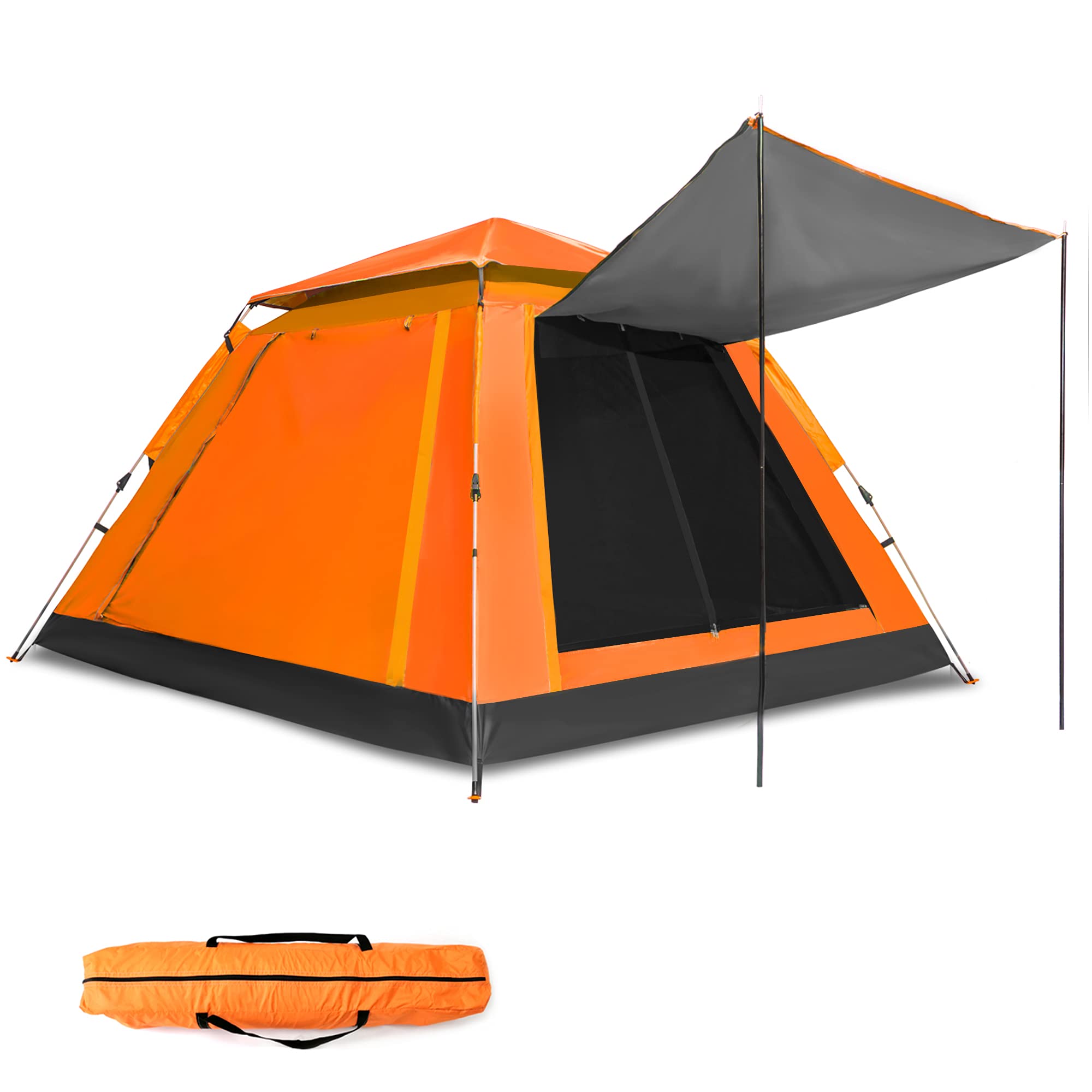 4 Person Pop Up Camping Tent - Large Portable Beach Tent for Family, Backpacking & Hiking - Lightweight Sun Shade Shelter for Outdoor Travel, Picnics & Beach Days