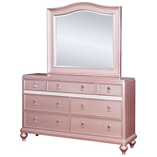 BOWERY HILL 2-Piece Modern Wood Dresser Set with Rose Gold Mirror - Contemporary Bedroom Furniture for Master Bedroom & Guest Room Decor