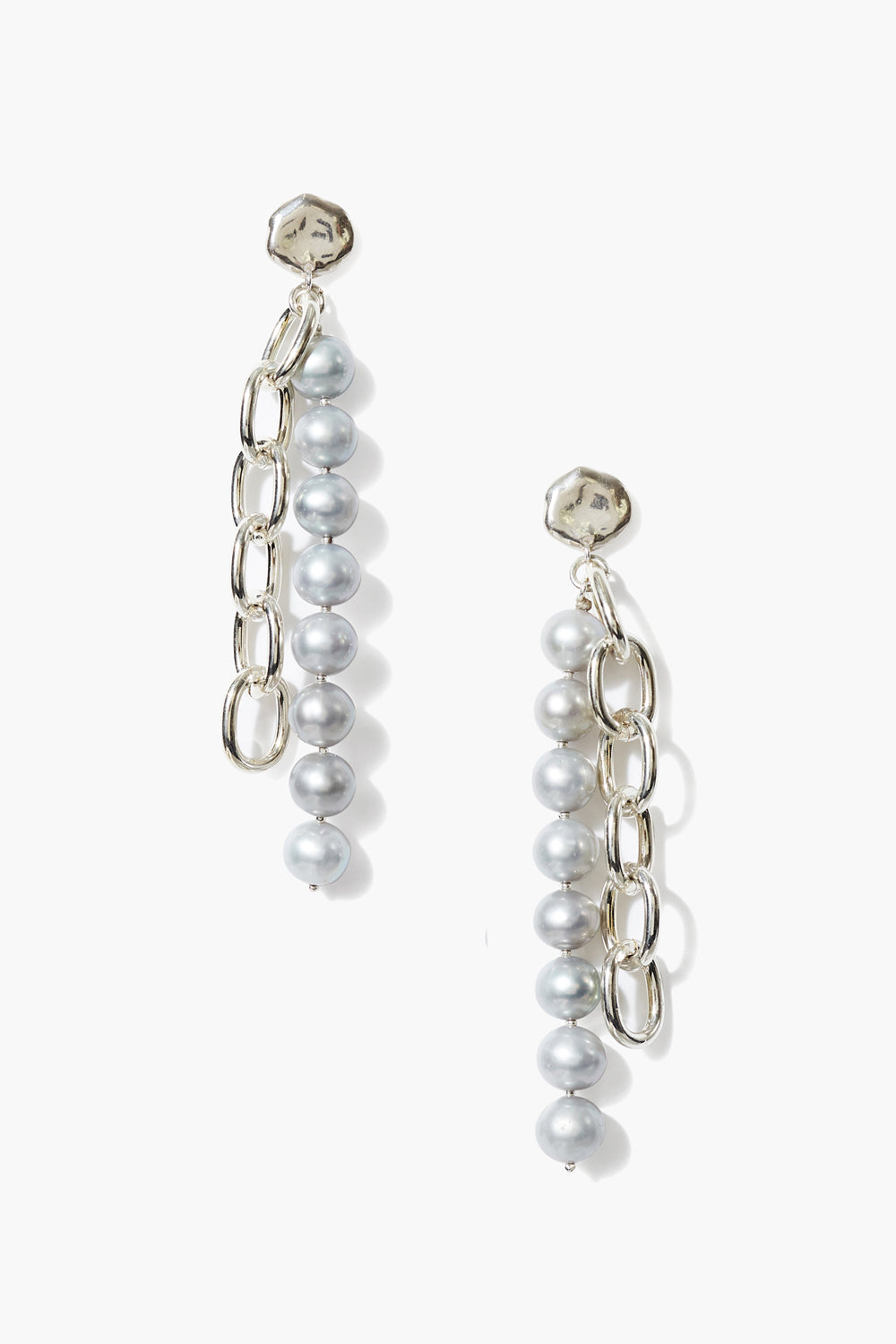 Esme Grey Pearl Chain Earrings for Women - Elegant Dangle Drop Pearl Jewelry for Party, Wedding & Everyday Wear