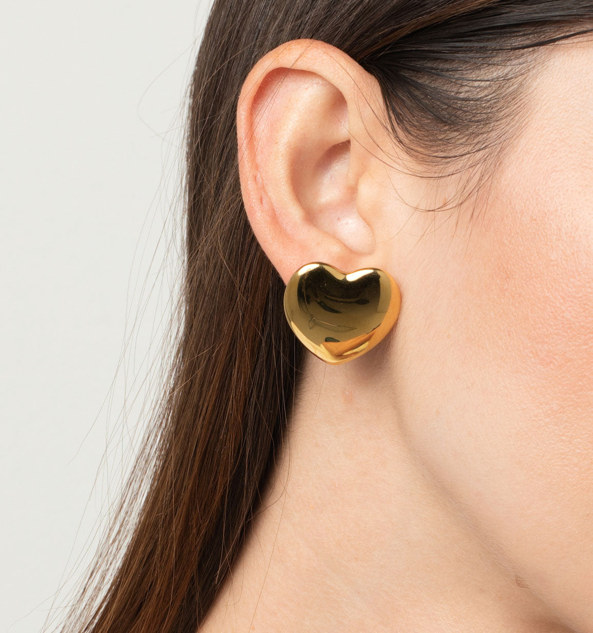 Cute Puffy Heart Stud Earrings for Women - Valentine's Day Gift, Dainty Gold Plated Heart Jewelry for Everyday Wear & Special Occasions