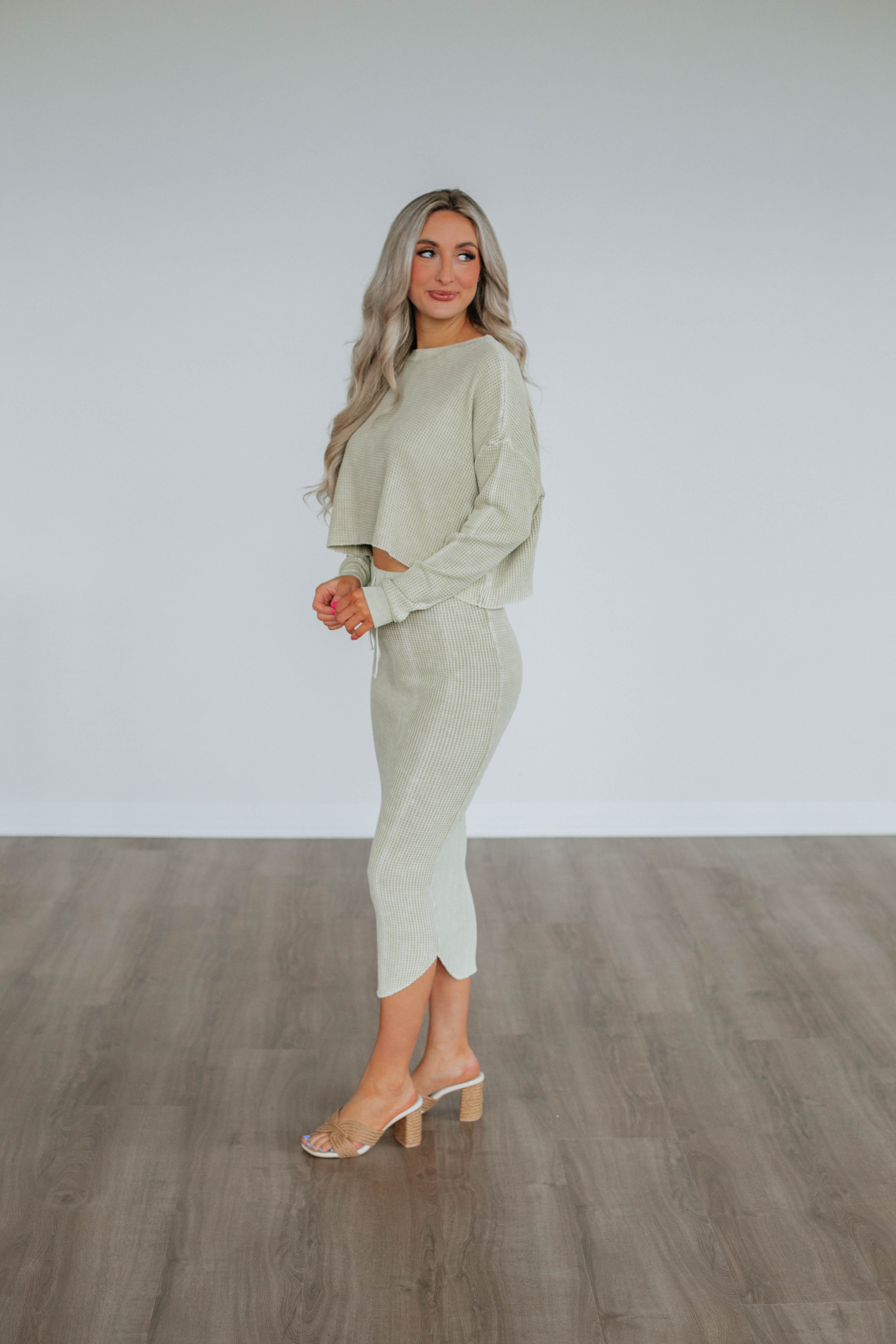 Rheanna Midi Skirt for Women - Flowy Summer Skirt with Elastic Waist in Sand Beige | Perfect for Beach, Vacation & Casual Outfits