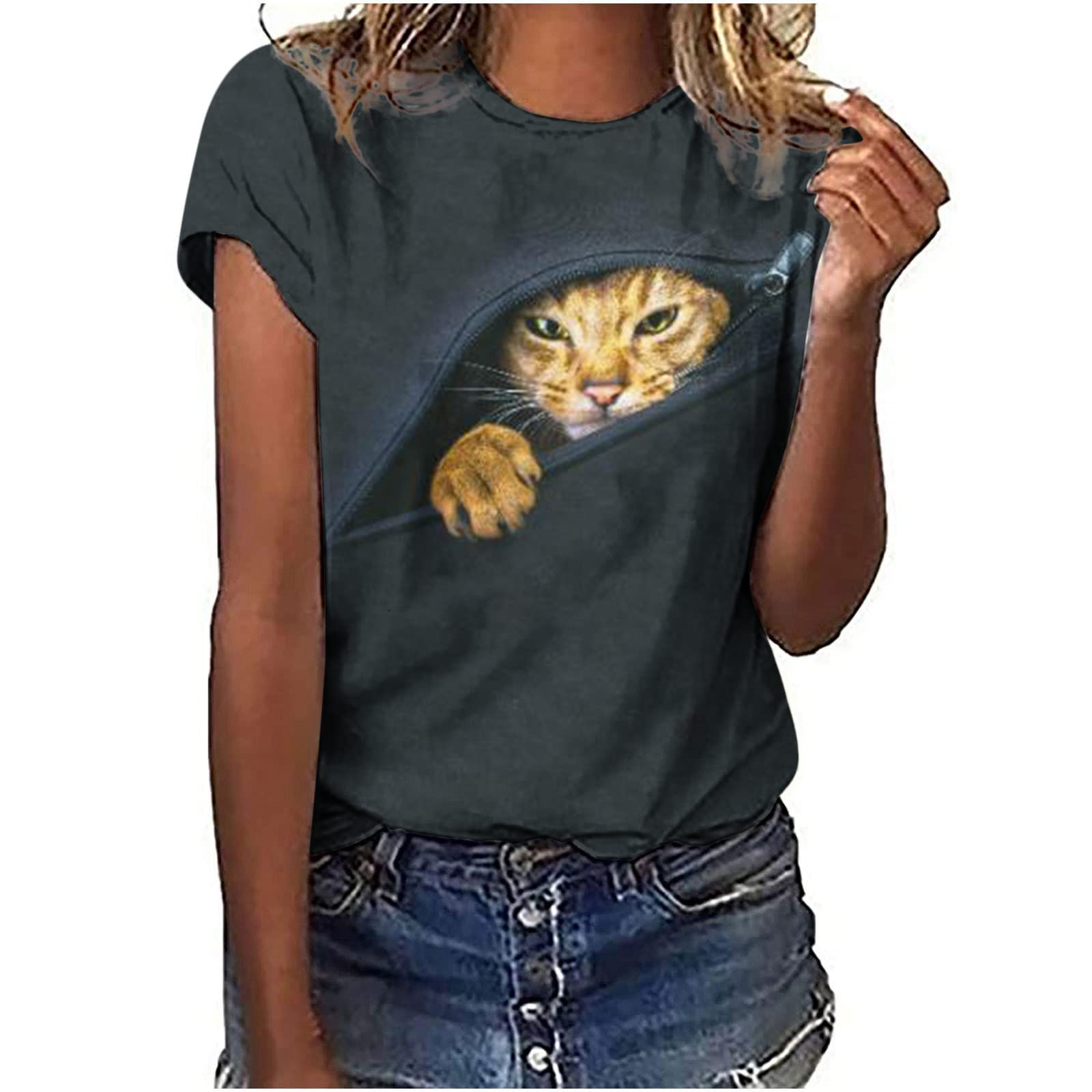 Women's Western Style Crewneck T-Shirts - Animal Print Short Sleeve Blouse Tops for Summer | Casual Wear, Music Festivals & Outdoor Activities