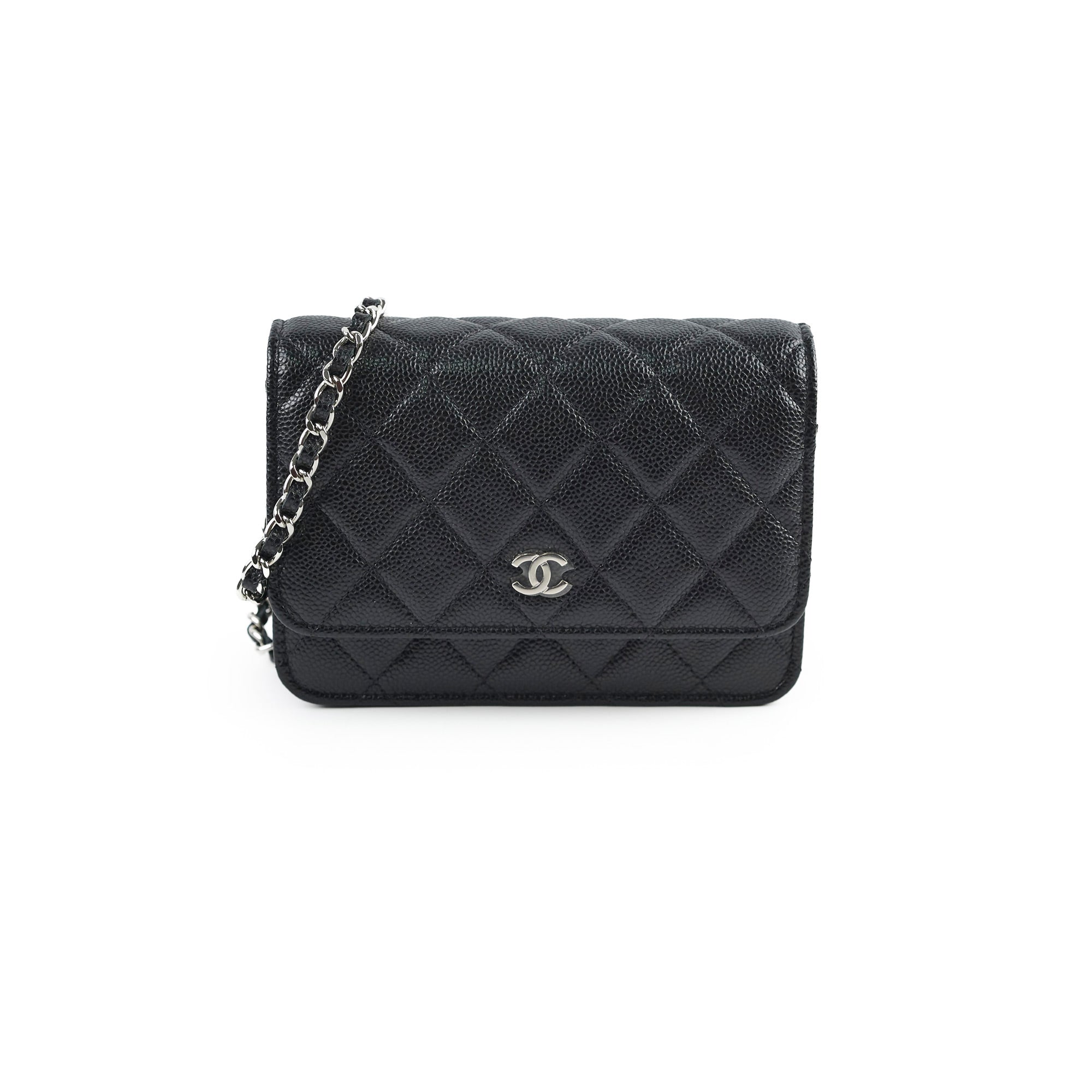Chanel Mini Wallet On Chain WOC Black Caviar Leather Crossbody Bag - Series 30 | Luxury Designer Handbag for Women, Perfect for Evening Parties & Date Nights