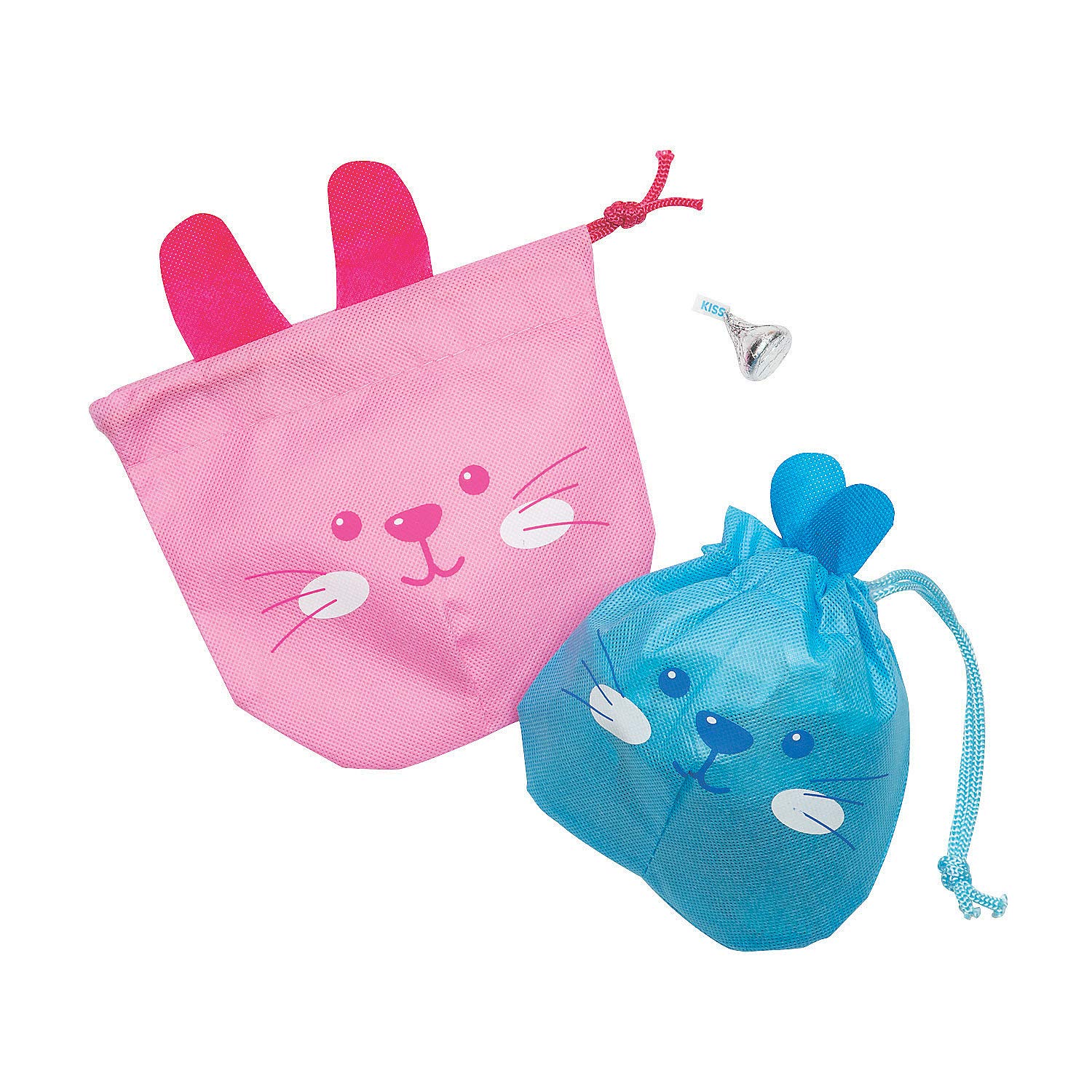 Easter Mini Drawstring Bags - 12 Pack Party Favors for Kids, Easter Egg Hunt, Classroom Treats & Birthday Party Supplies - Pastel Colored Gift Bags for Candy, Toys & Small Gifts