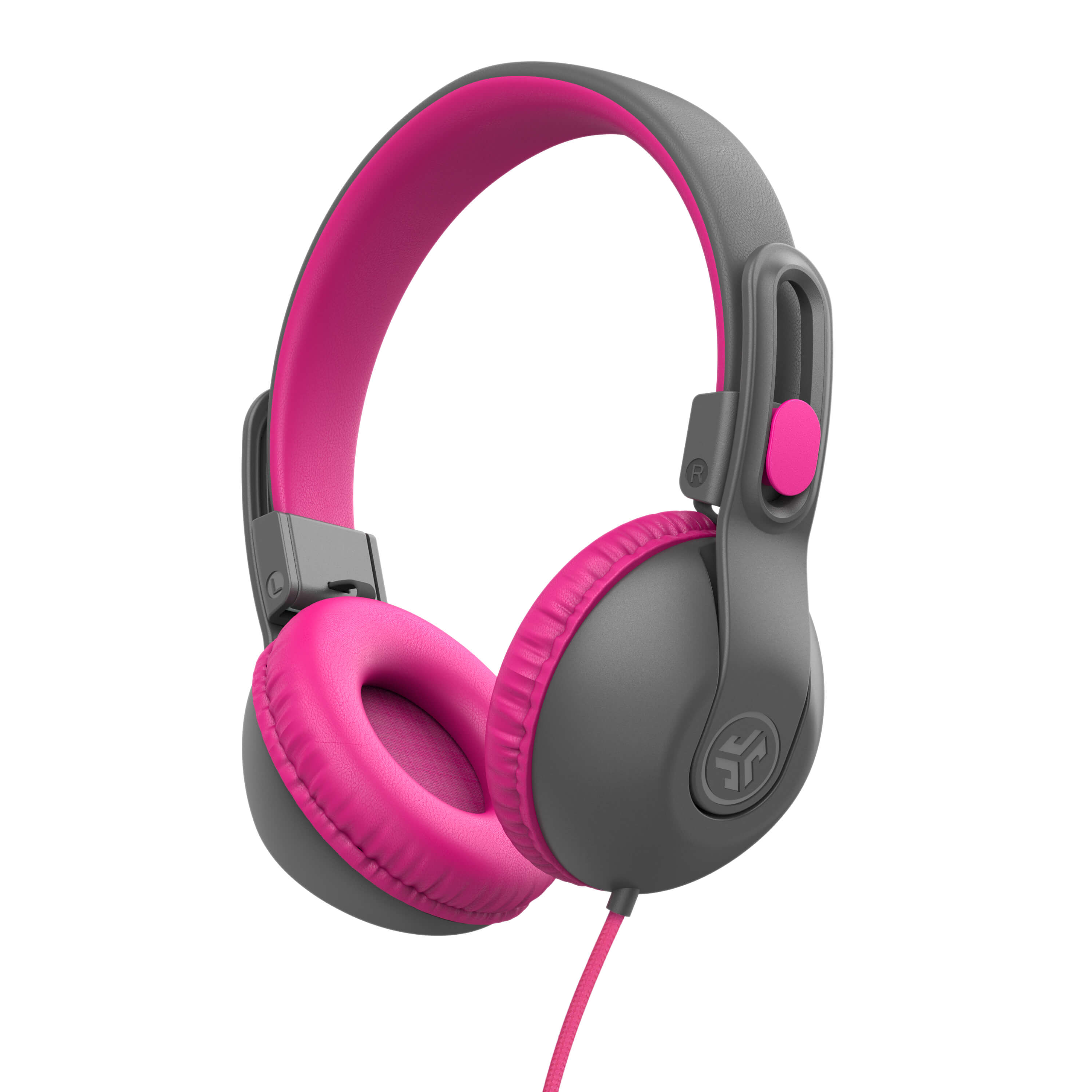 JBuddies Studio 2 On-Ear Wired Headphones for Kids - Pink & Gray - Lightweight Comfort for School, Travel & Home Learning