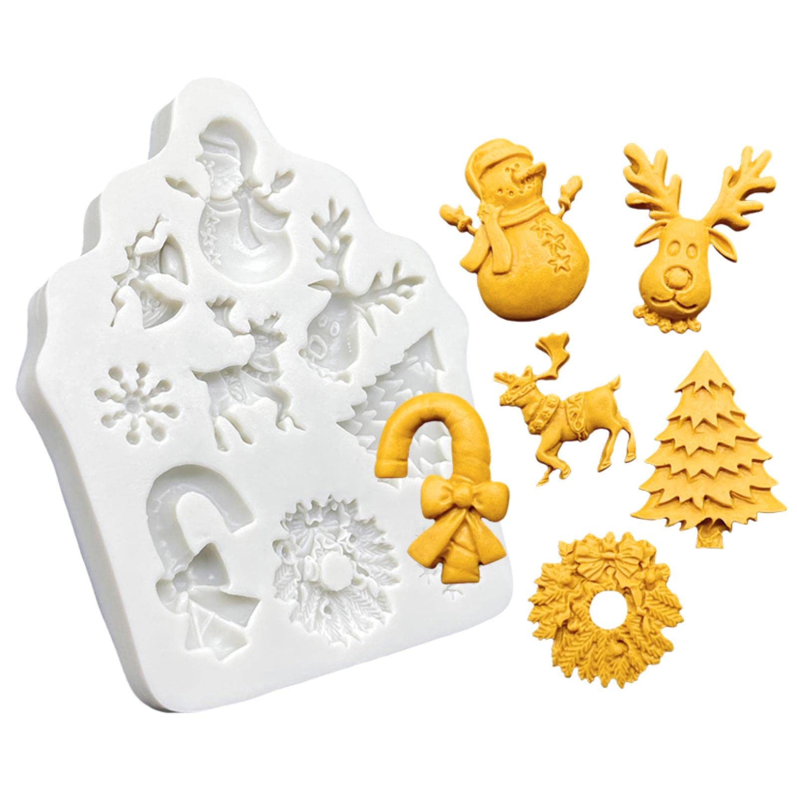Christmas Tree Snowman Elk Fondant & Chocolate Molds - Baking Mould Set for Cupcakes, Cakes & Dessert Decorations - Perfect for Holiday Baking, Birthday Parties & DIY Sweet Treats
