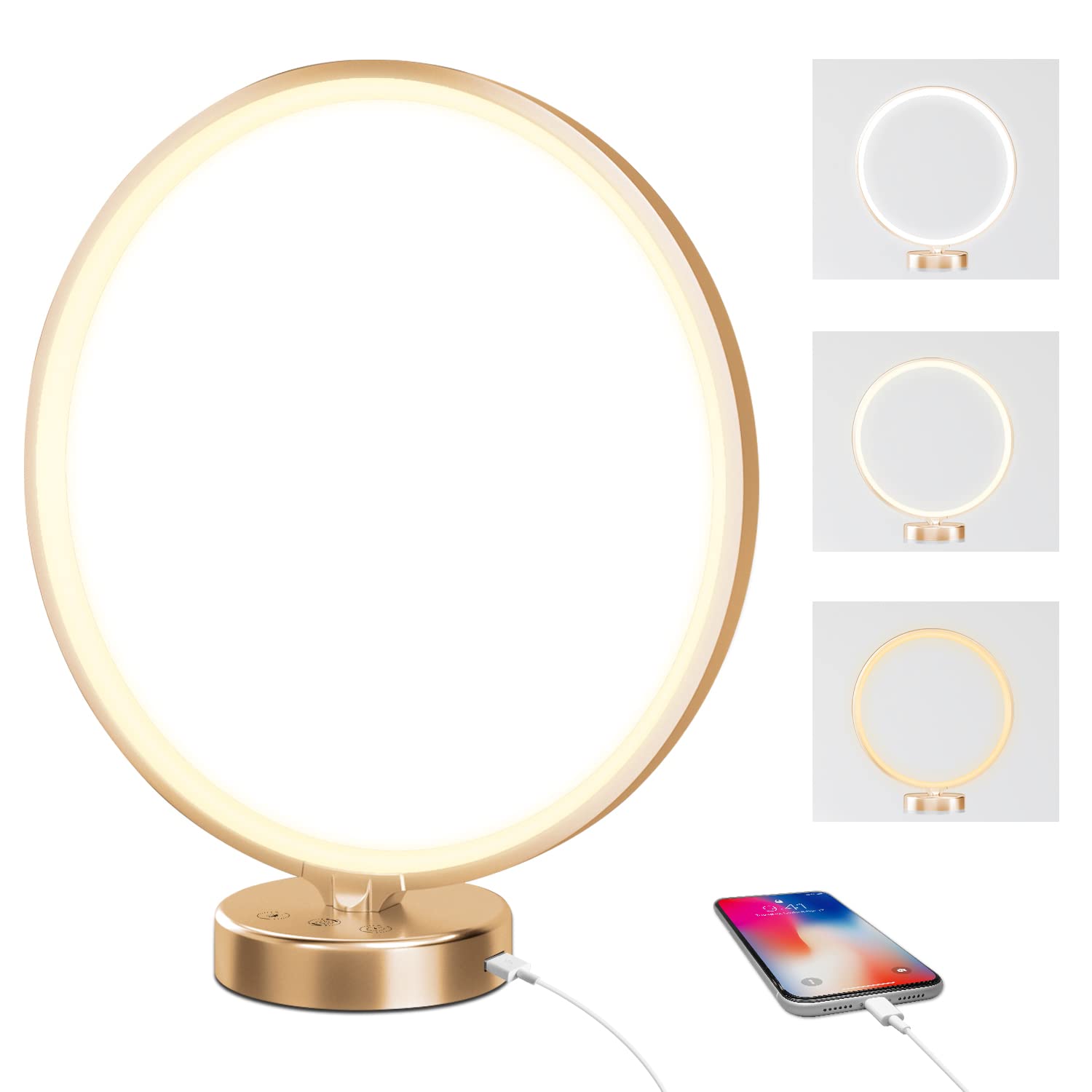 10000 Lux UV-Free Light Therapy Lamp with Touch & Remote Control - Adjustable Brightness, Timer, 3 Color Temperatures (Gold) for Seasonal Affective Disorder (SAD), Office, and Home Use