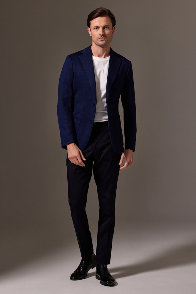 Liam Sports Jacket - Navy Blue Wool Jersey for Men | Lightweight & Breathable Outdoor Jacket | Perfect for Running, Hiking & Casual Wear