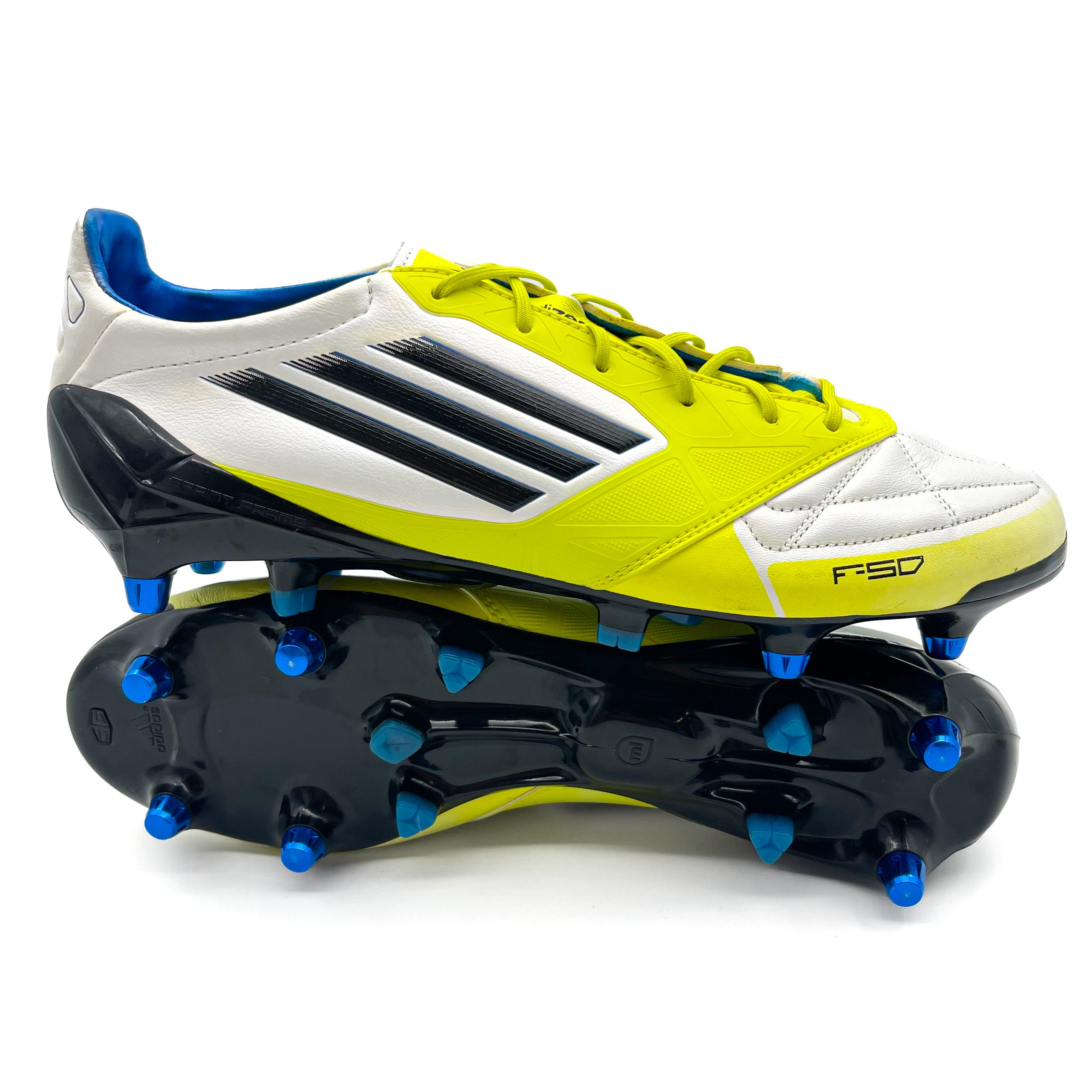 Adidas F50 Adizero SG Soccer Cleats - White & Lime - Lightweight Football Boots for Firm Ground - Perfect for Professional Matches & Training Sessions