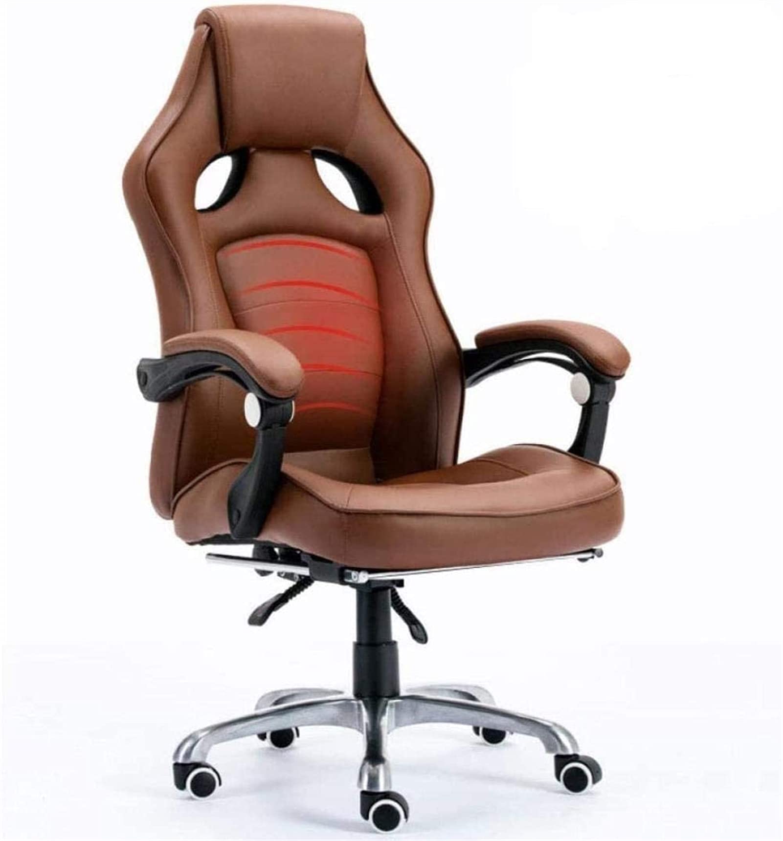 Swivel Reclining Office Chair - Ergonomic Leather Computer Chair with Massage & Lift for Home, Gaming, and Boss Office Use (Brown) - Perfect for Work, Gaming & Relaxation