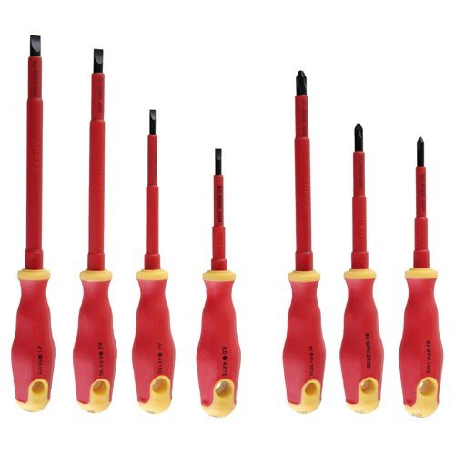 Jonard TK-70INS 7 Piece Insulated Screwdriver Set - Electrical Tool Kit for Safe Repairs & DIY Projects - Perfect for Electricians, Home Maintenance & Electronics Work