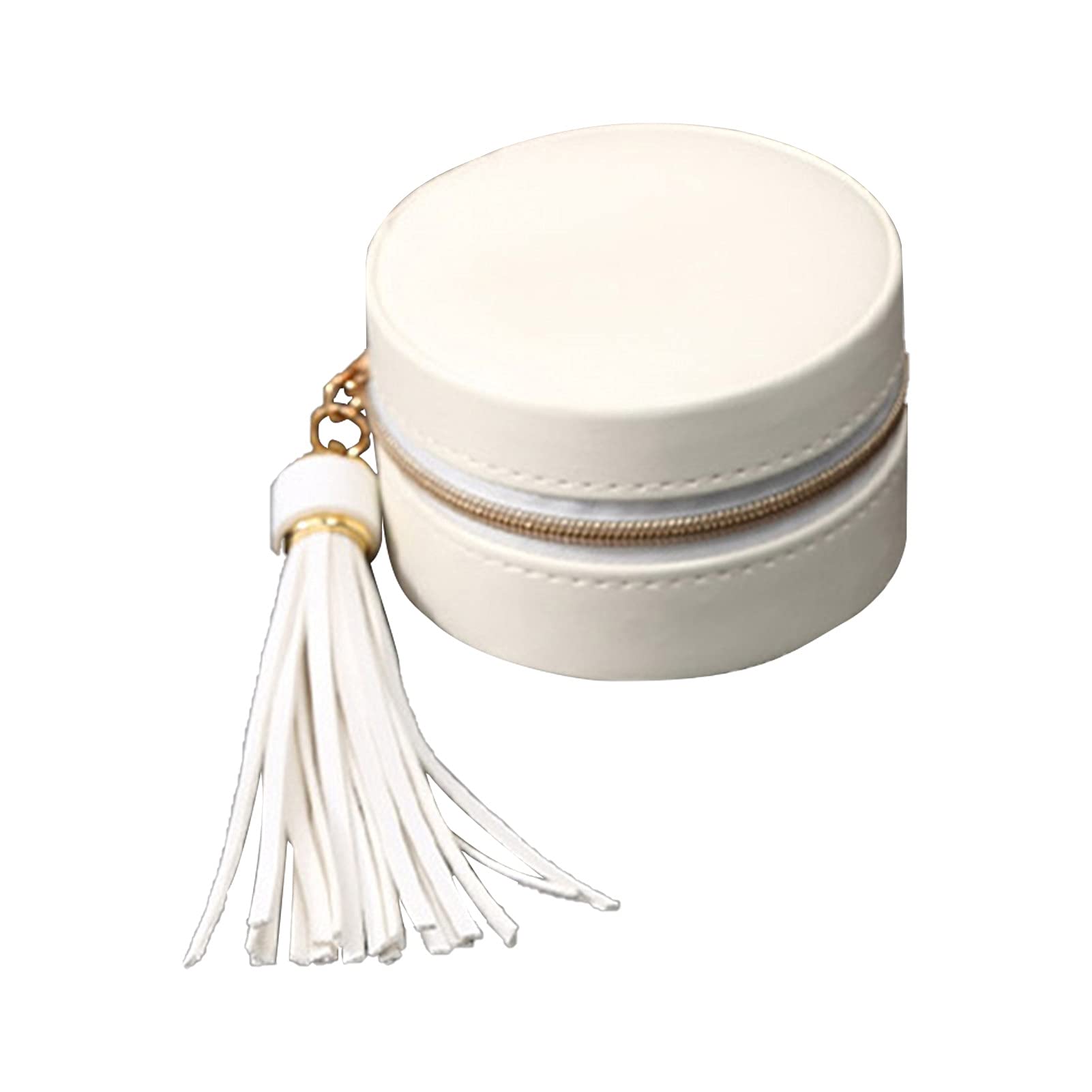 Waterproof Flannel Jewelry Organizer Box - Cylinder Storage Container for Bracelets, Necklaces & Rings | Soft Touch & Durable Jewelry Case for Travel, Home & Gift (White)