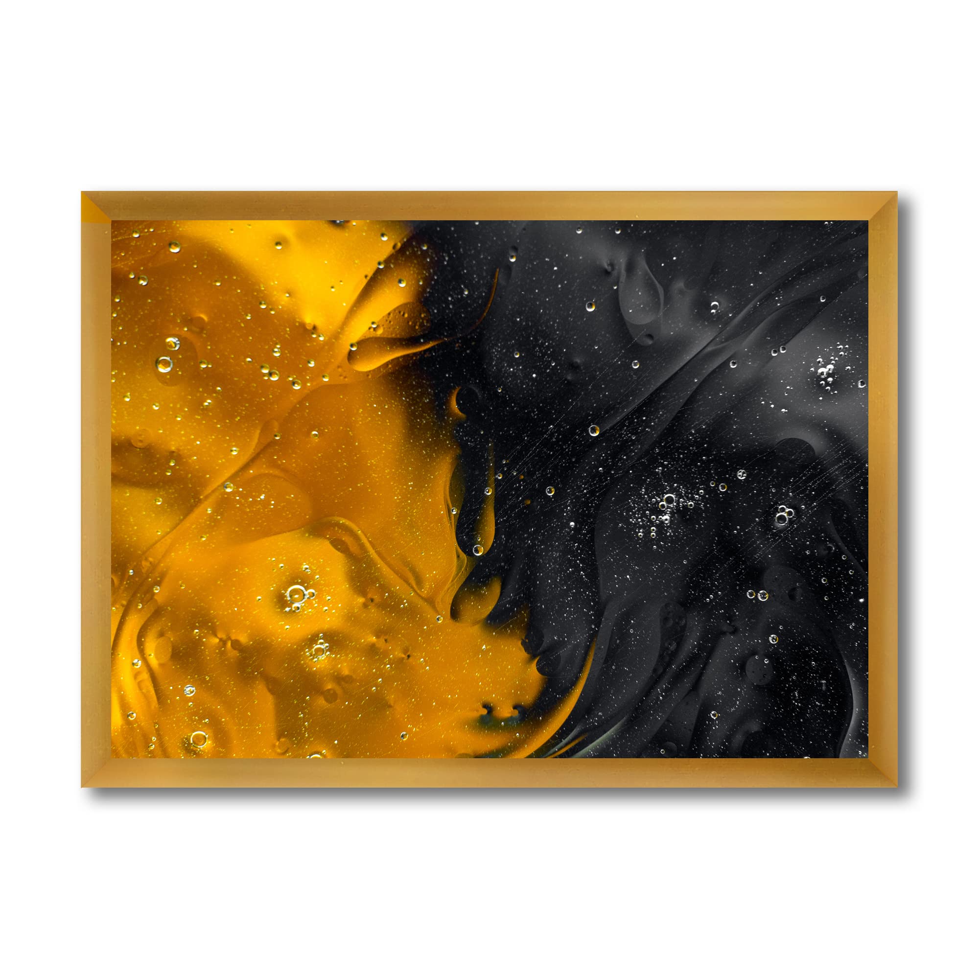 DesignQ Yellow and Black Modern Framed Wall Art - Contemporary Home Decor for Living Room, Bedroom & Office
