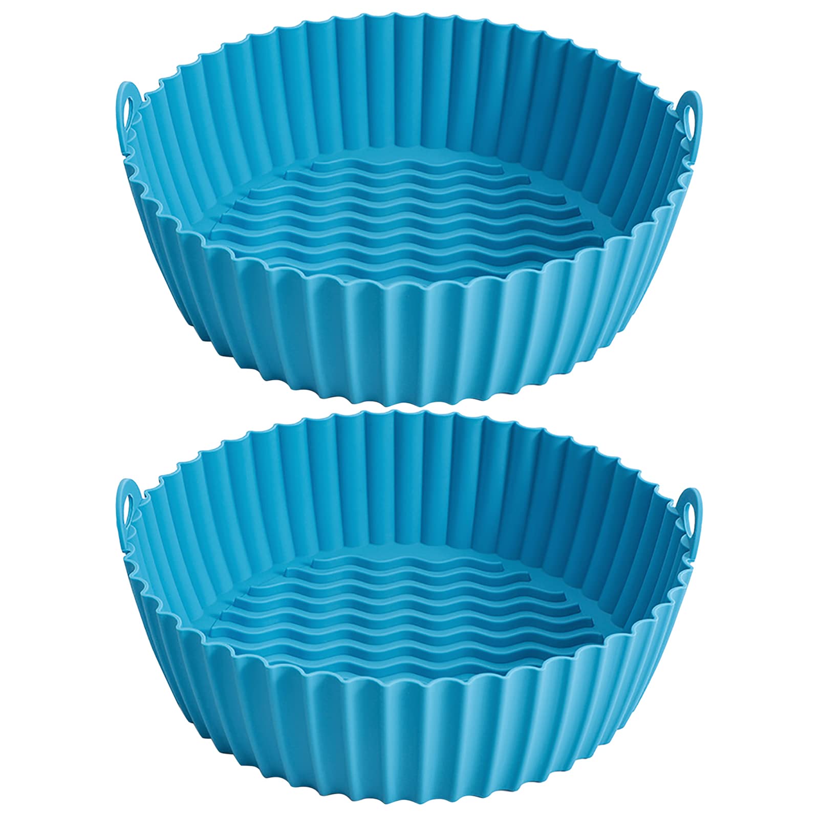 8 Inch Non-Stick Air Fryer Silicone Pot Liners - Reusable, Heat-Resistant & BPA-Free - Perfect Replacement for Parchment Paper (2 Pack, Blue) - Ideal for Roasting, Baking & Frying in Air Fryers, Ovens & Microwaves