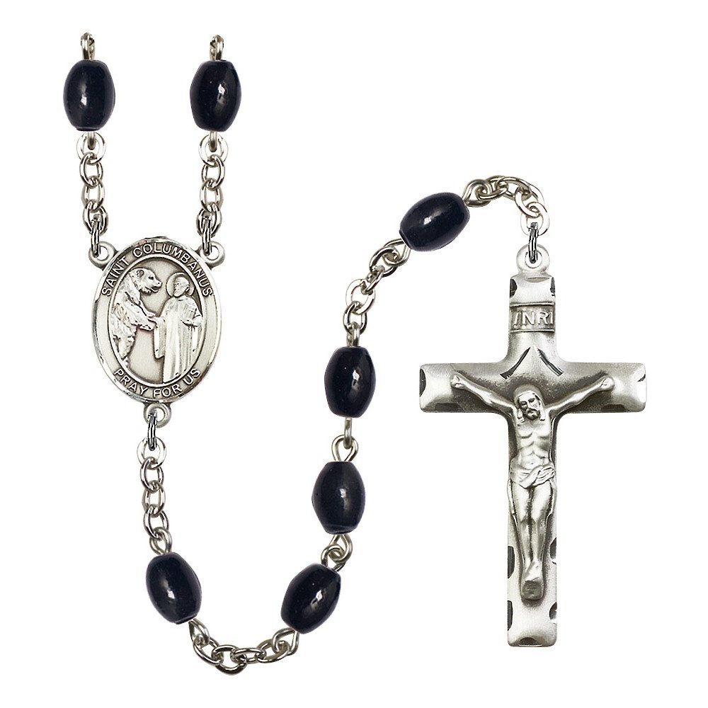 Bonyak Jewelry St. Columbanus Silver-Plated Rosary Necklace - Birthstone Colors for All 12 Months | Catholic Prayer Beads for Women & Men | Perfect for Baptism, First Communion & Religious Gifts