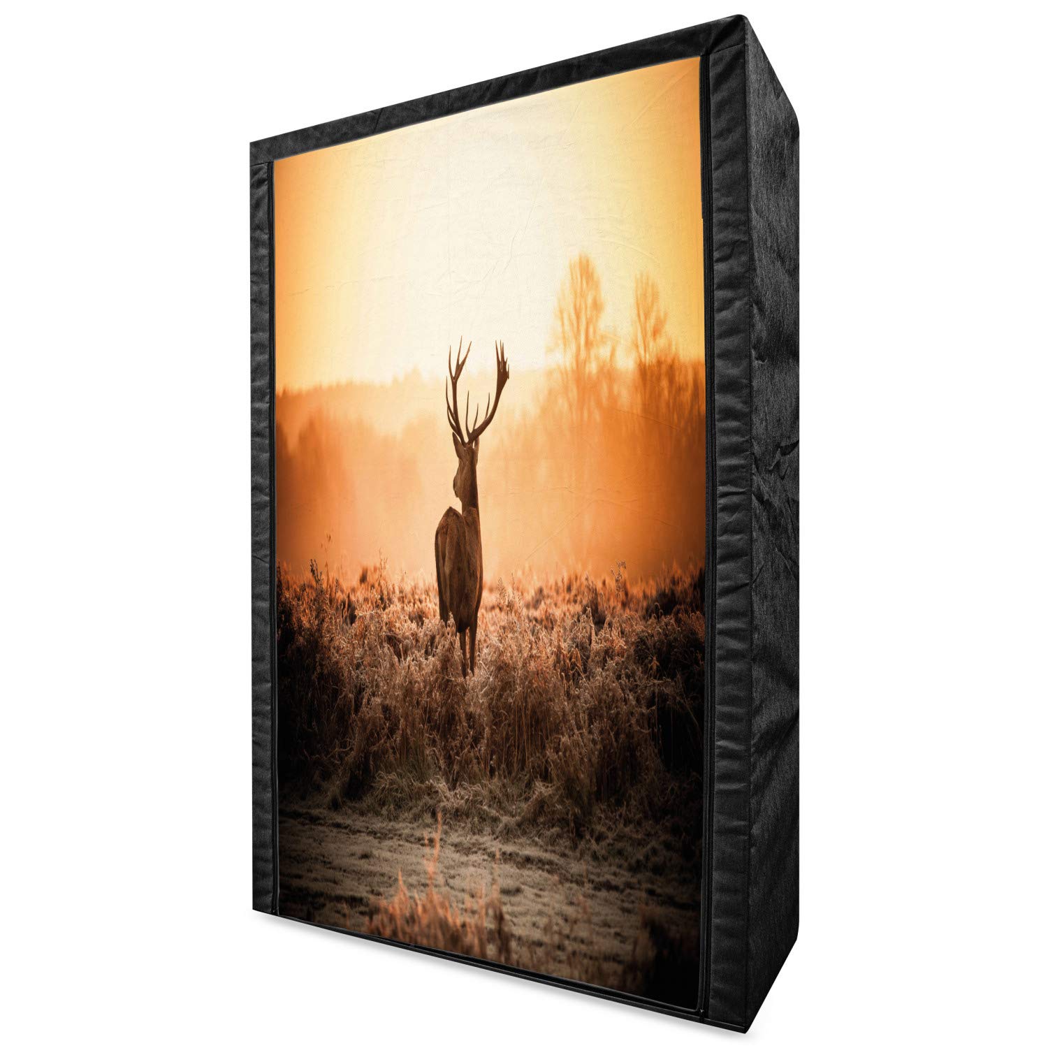Ambesonne Hunting Portable Fabric Wardrobe | Red Deer Wilderness Nature Scenery | 42.5