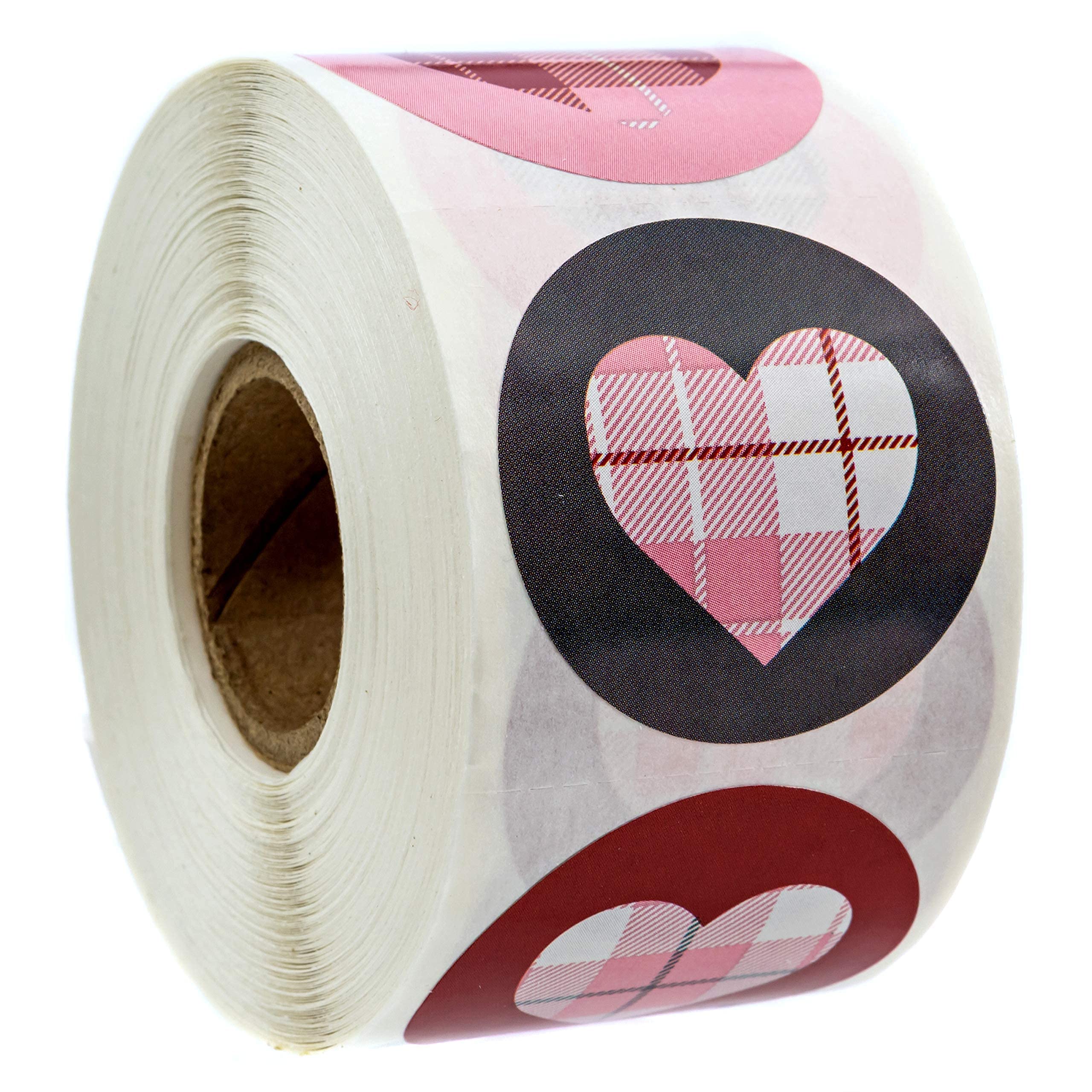 Plaid Hearts Stickers - 1.5 Inch Valentine's Day Crafting Labels, 500 Wedding Envelope Seals with 8 Heart Designs | Made in USA | Perfect for DIY Scrapbooking, Gift Wrapping & Party Decorations