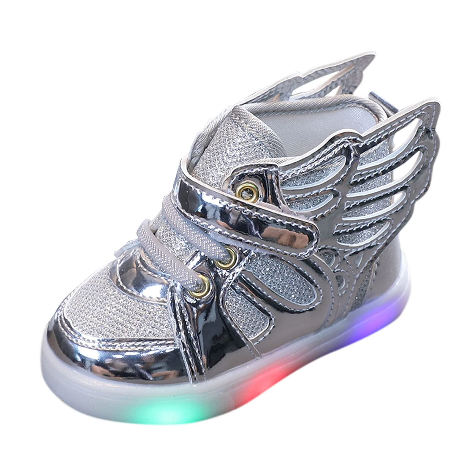 LED Light Up Sneakers for Toddlers - Girls Bling Slip-On Shoes for Play & Sports