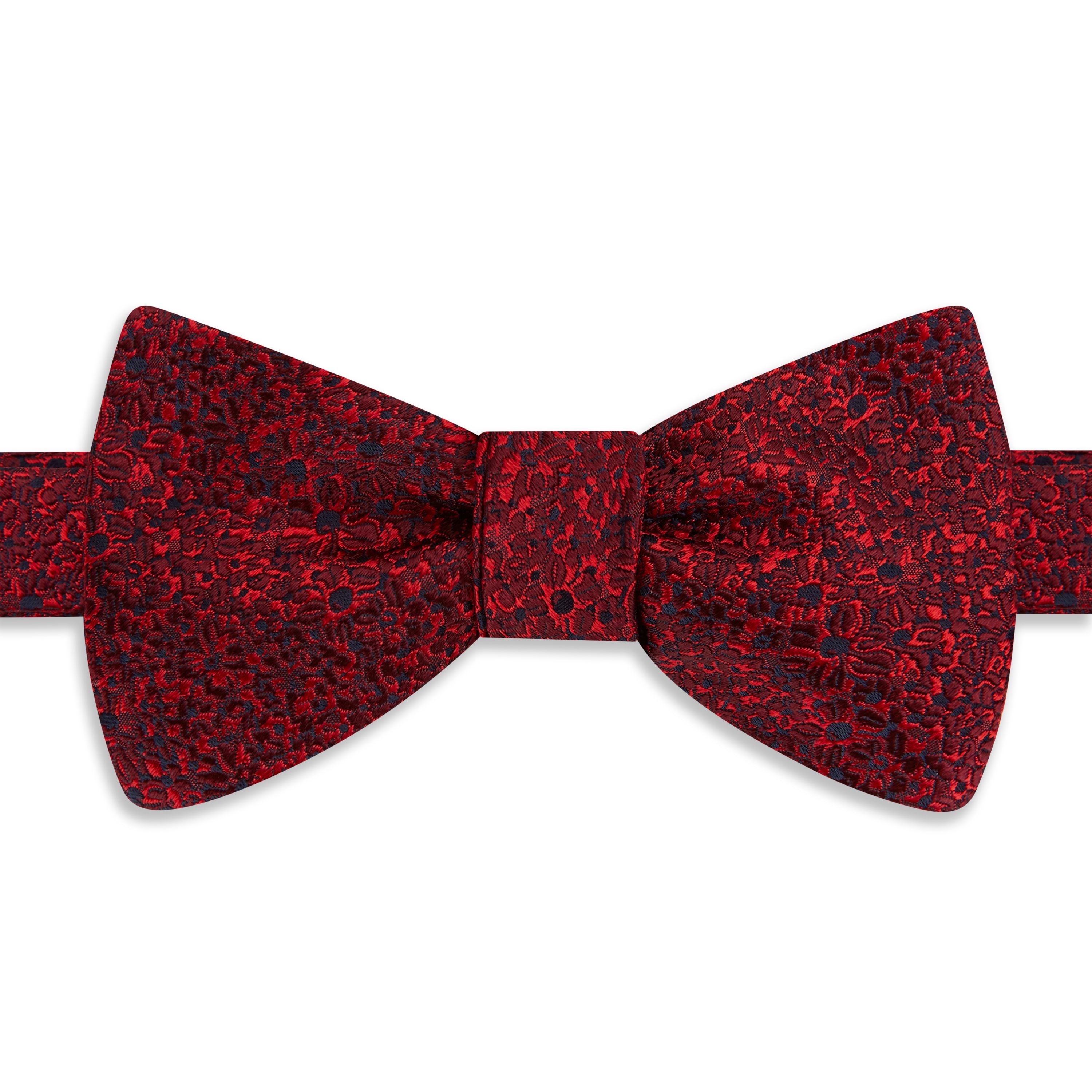Elegant Red Abstract Floral Woven Silk Bow Tie for Men - Perfect for Weddings, Prom & Formal Events | Handmade Luxury Necktie Accessory
