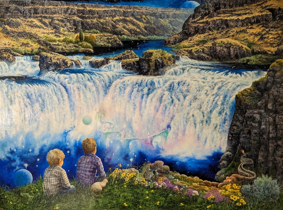 Fantasy Falls Beyond The Rainbow Original Artwork - Handmade Wall Decor for Living Room, Bedroom & Office - Perfect Gift for Art Lovers