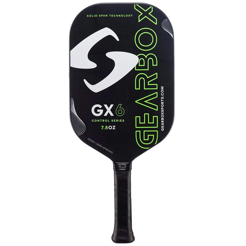 Premium Carbon Fiber Pickleball Paddle - Gearbox GX6 Control 7.8oz | 3-15/16in Green Paddle for Competitive Play & Recreational Games | Perfect for Tournaments, Backyard Fun & Club Play