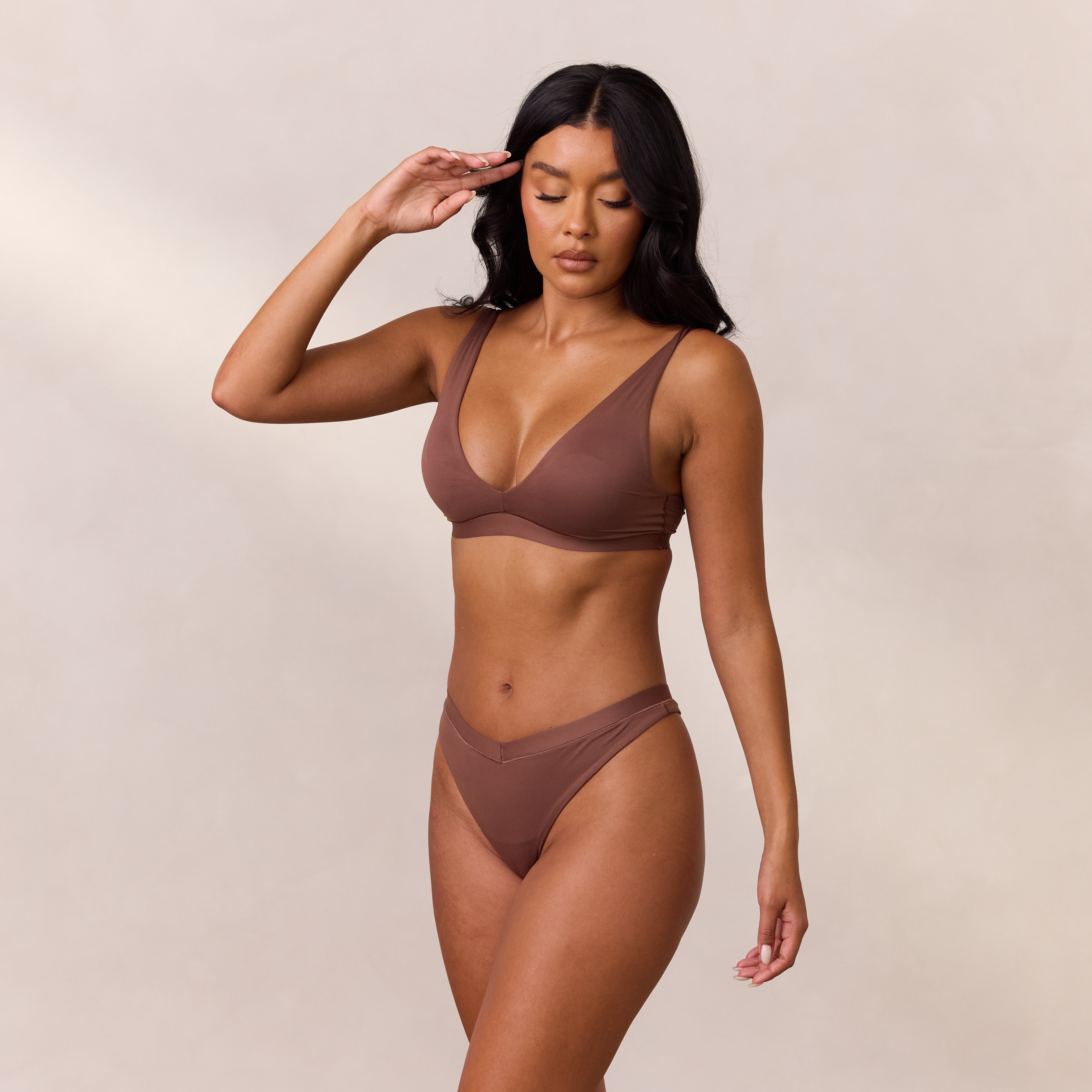 Everyday Comfort Triangle Bra - Soft Wireless Bralette for Women, Lightweight & Breathable, Nutmeg Color - Perfect for Yoga, Lounge & Sleep