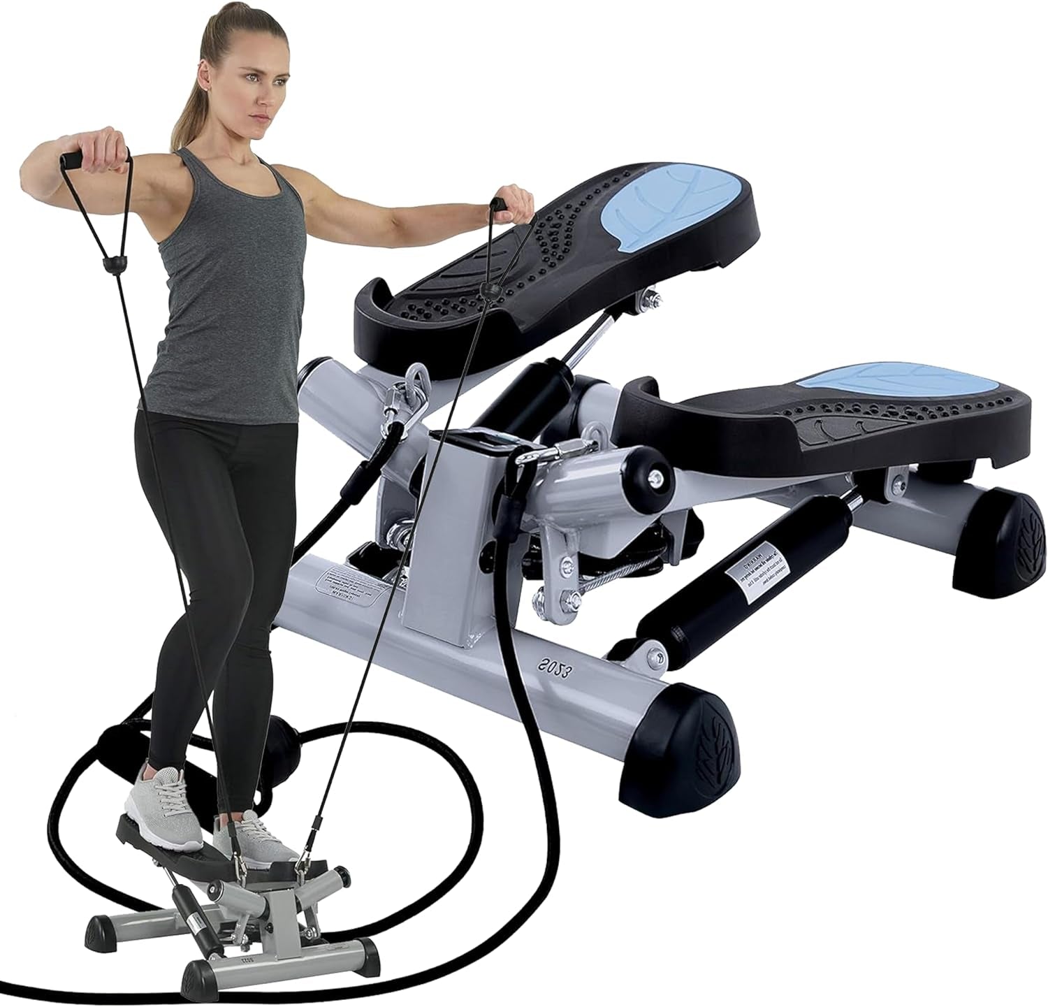 Mini Stepper for Home Workout - Stair Step Cardio Machine with Resistance Bands, Non-Slip Pedals & LCD Monitor | Portable Thigh & Leg Exercise Equipment for Small Spaces, Office or Apartment Fitness