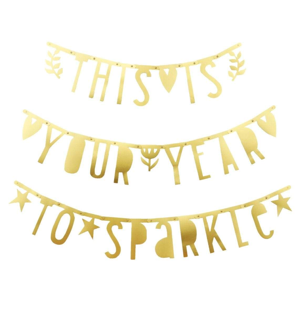 A Little Lovely Company Gold Letter Banner - Perfect for Birthday Parties, Baby Showers & Wedding Decorations
