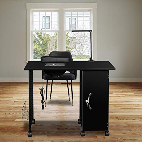 Binrrio Professional Nail Art Table with Built-in Dust Collector, LED Lamp & Lockable Storage - Salon Manicure Station for Nail Technicians | Perfect for Home & Professional Beauty Salons, Nail Studios & Spa Businesses