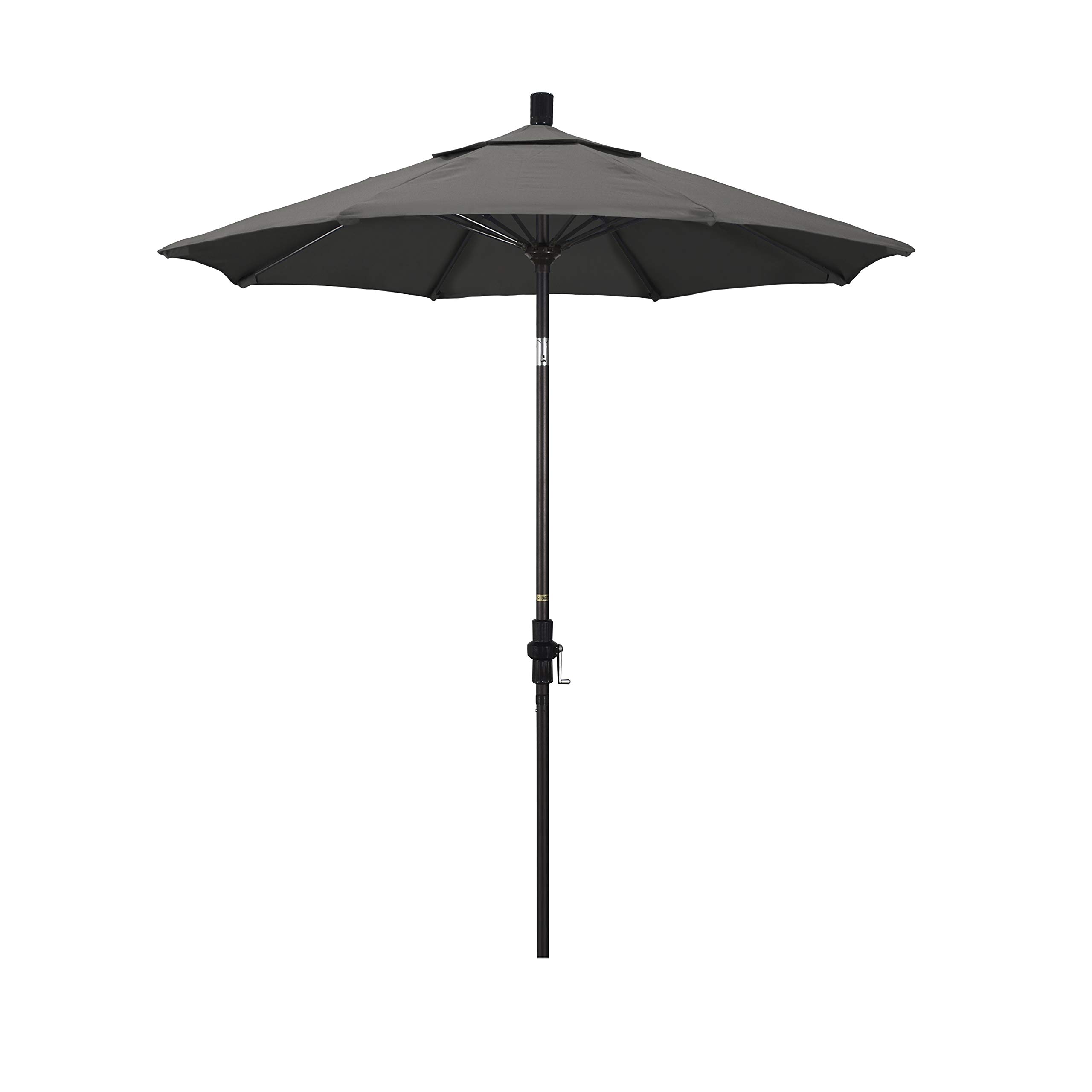 7.5' Round Patio Umbrella with Crank Lift & Tilt - Aluminum Pole & Fiberglass Ribs - Bronze Finish & Sunbrella Charcoal Fabric - Perfect for Outdoor Dining, Poolside Lounging & Backyard Shade