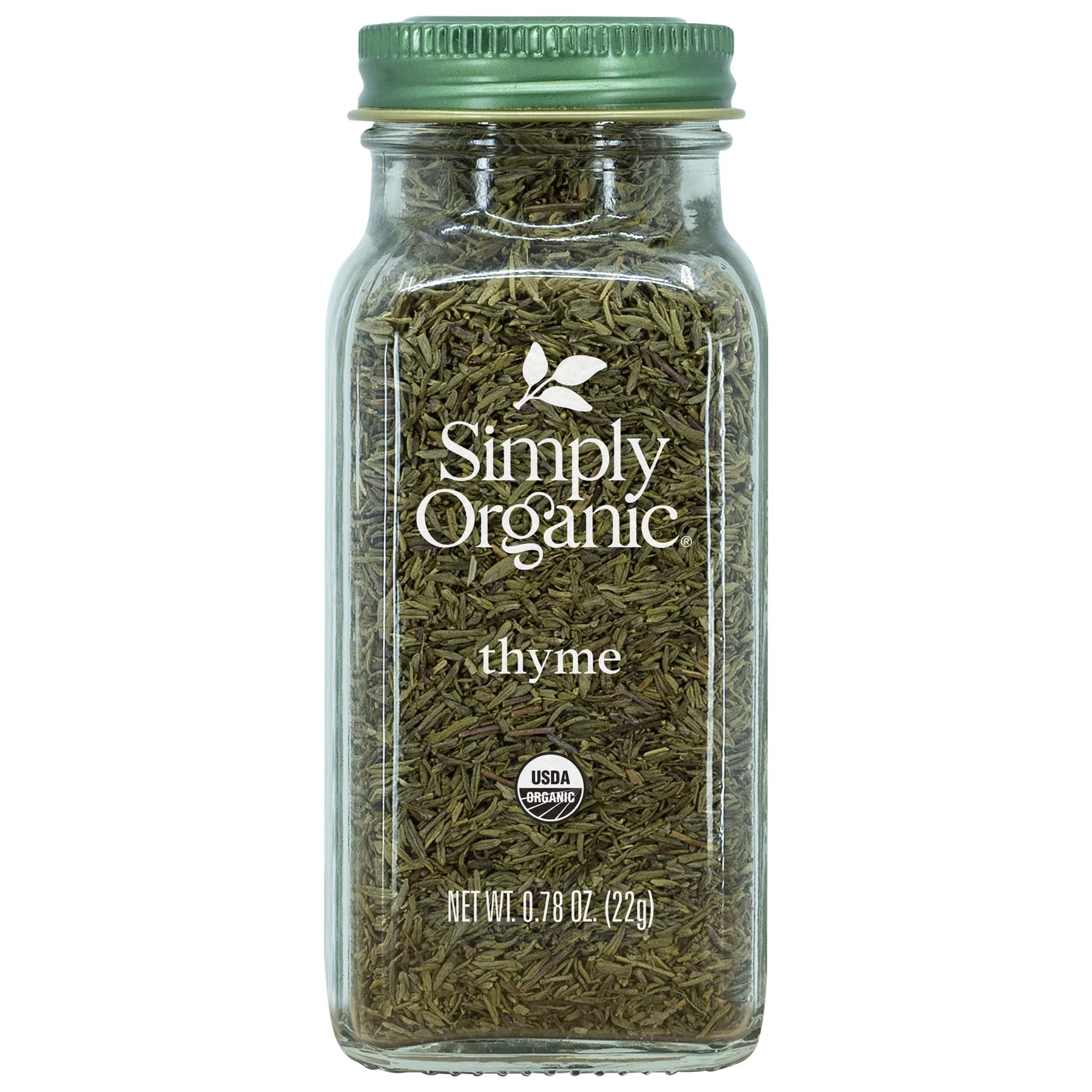 Organic Whole Thyme Leaf - USDA Certified, 0.78 oz (22g) | Thymus Vulgaris L. | Perfect for Cooking, Tea & Herbal Remedies